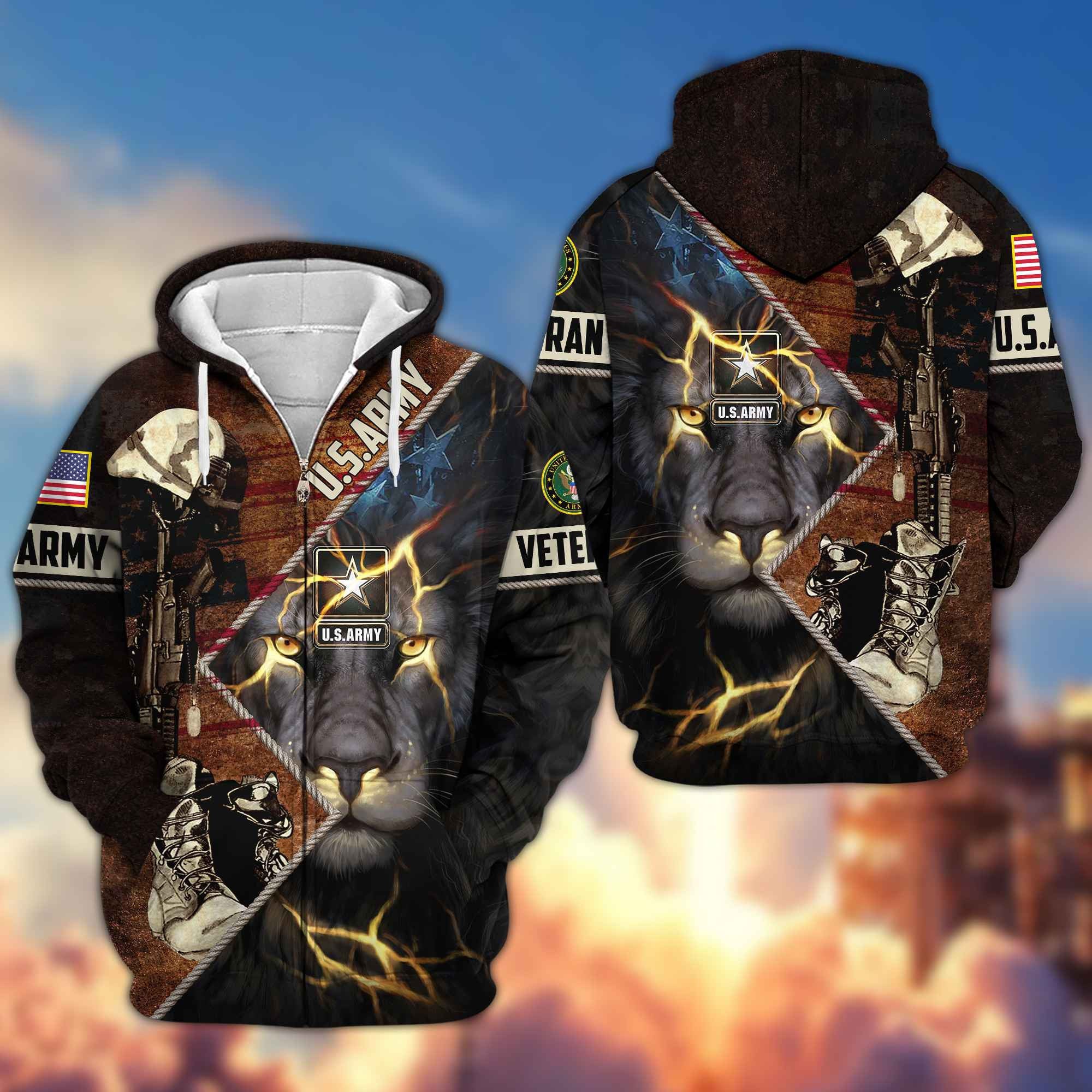 Premium US Army Veteran Zip Hoodie VPVC604901, Gifts For Army Veteran