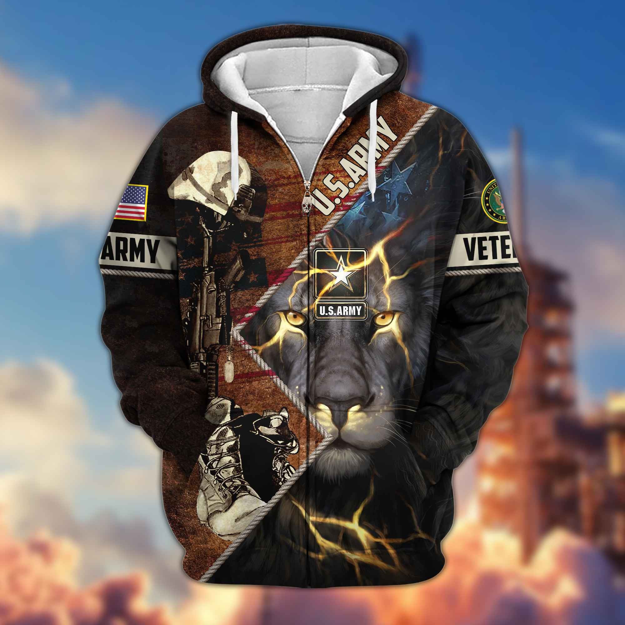 Premium US Army Veteran Zip Hoodie VPVC604901, Gifts For Army Veteran