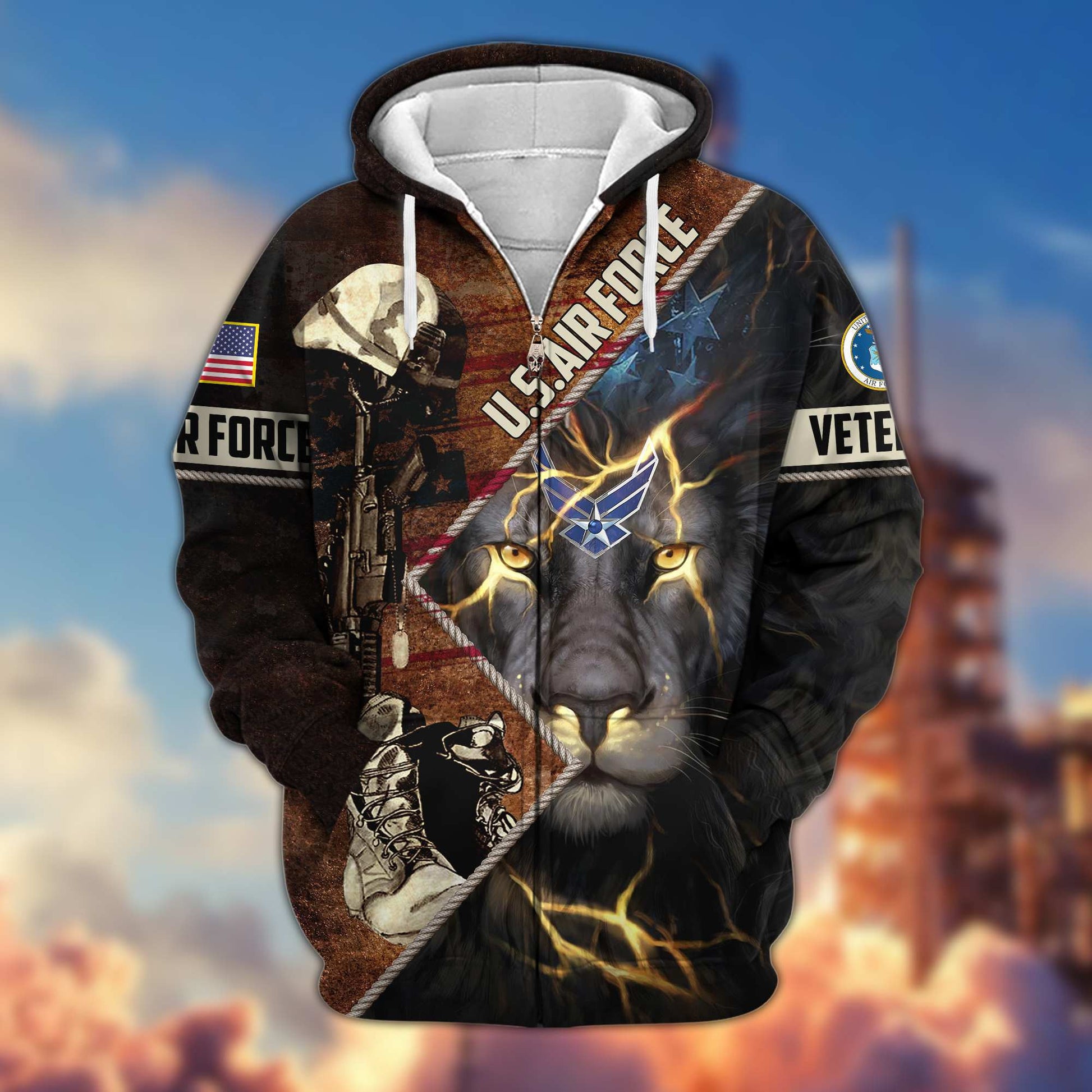 Premium USAF Veteran Zip Hoodie VPVC604904, Gifts For Air Force Veteran