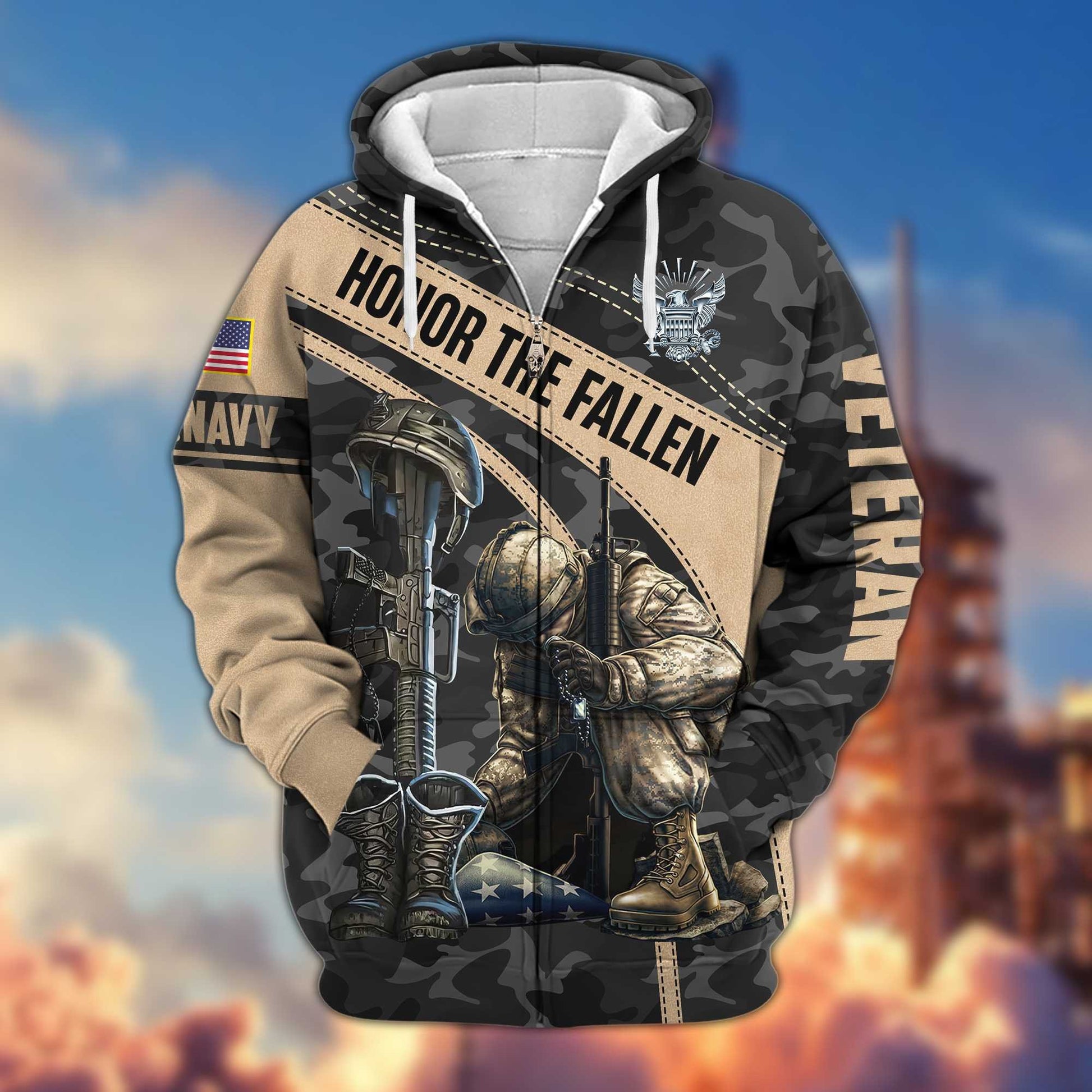 Premium US Navy Veteran Zip Hoodie VPVC605002, Gifts For Navy Veteran