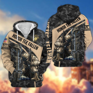 Premium USMC Veteran Zip Hoodie VPVC605003, Gifts For Marine Veteran