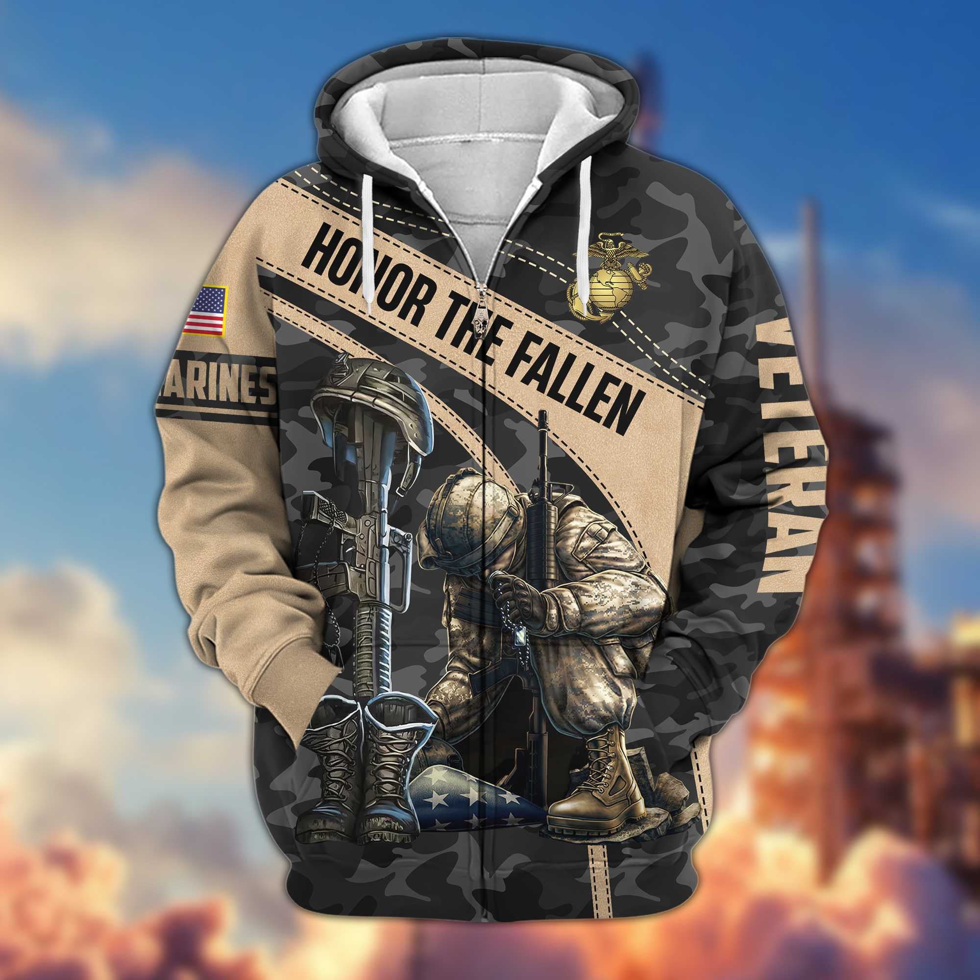 Premium USMC Veteran Zip Hoodie VPVC605003, Gifts For Marine Veteran