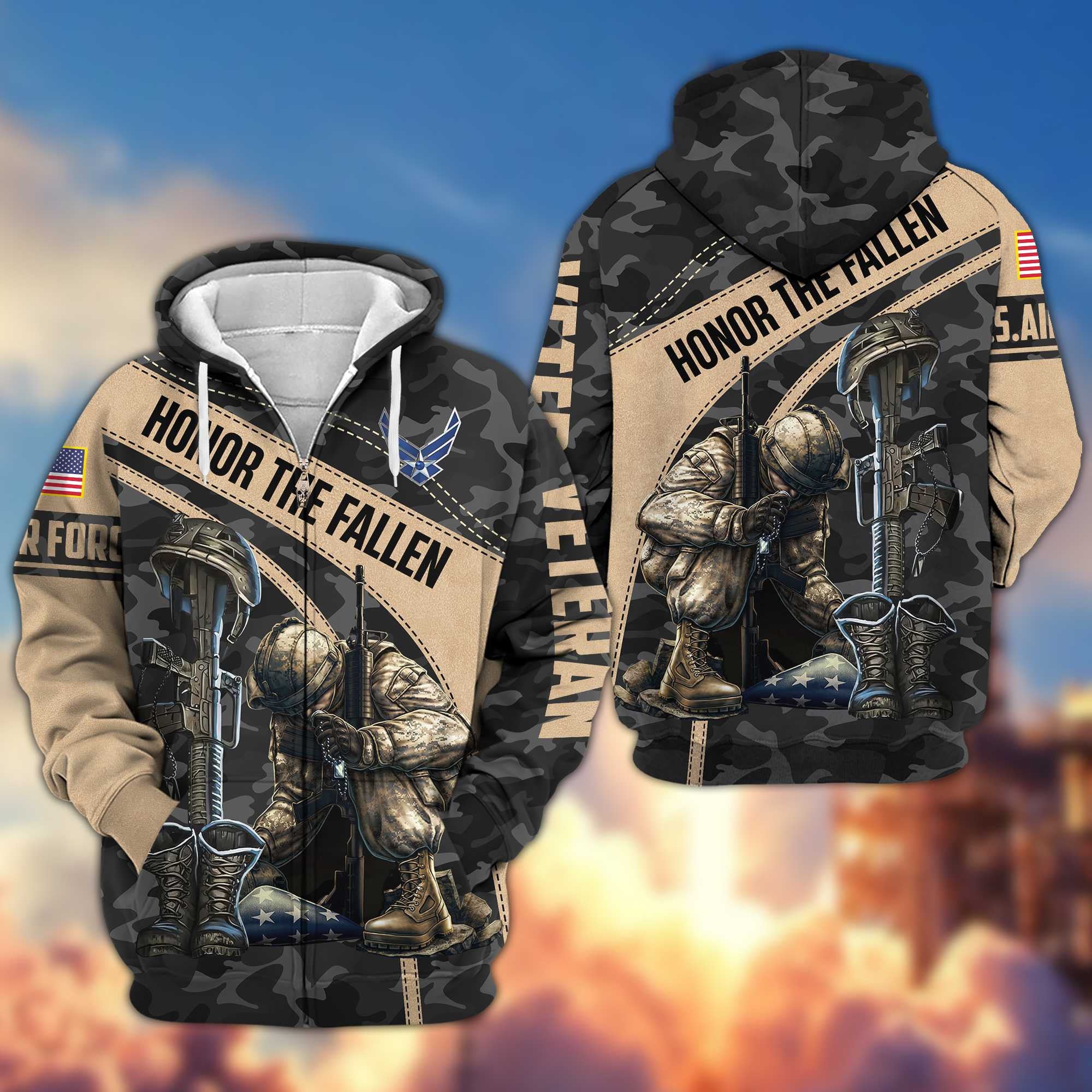 Premium USAF Veteran Zip Hoodie VPVC605004, Gifts For Air Force Veteran