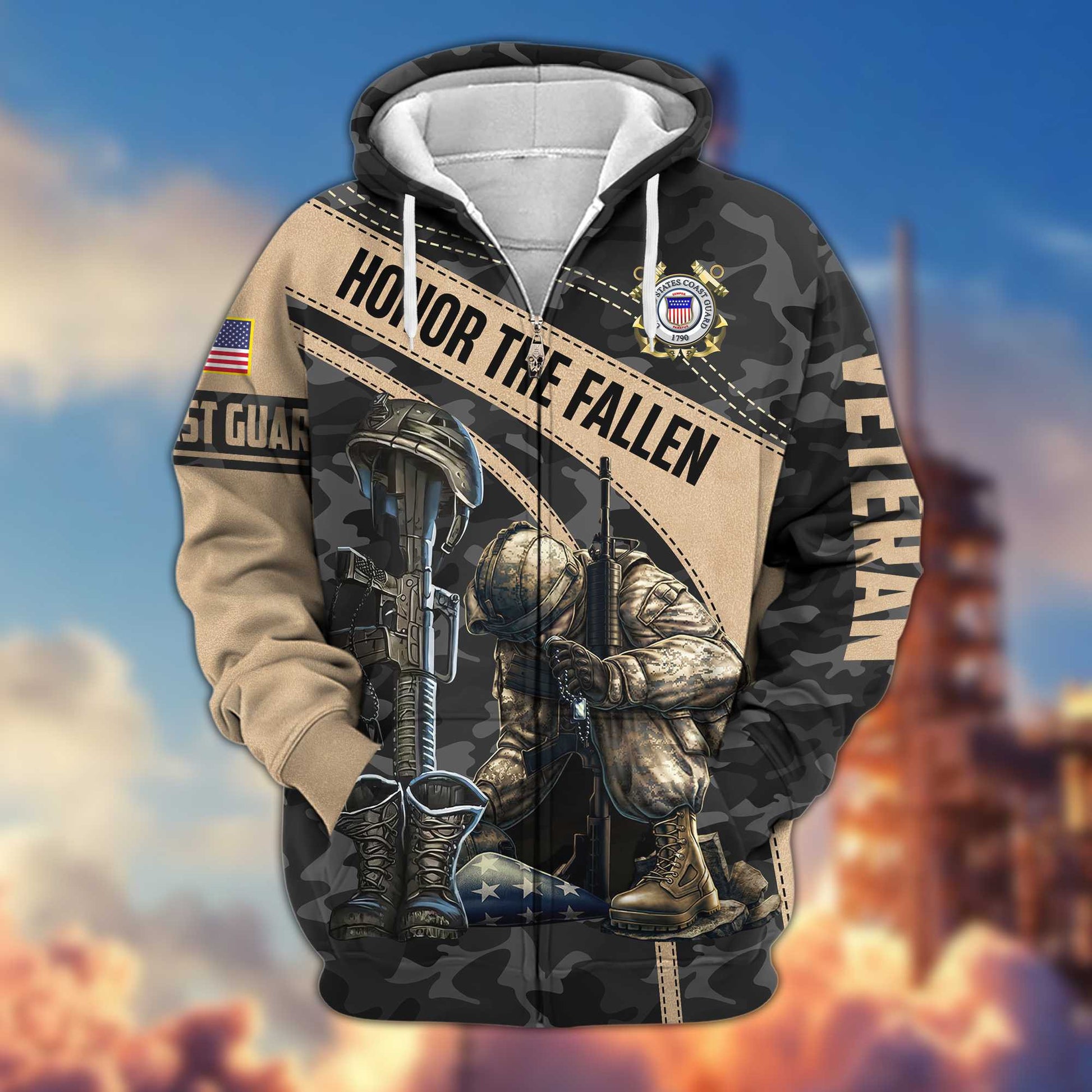 Premium USCG Veteran Zip Hoodie VPVC605005, Gifts For Coast Guard Veteran