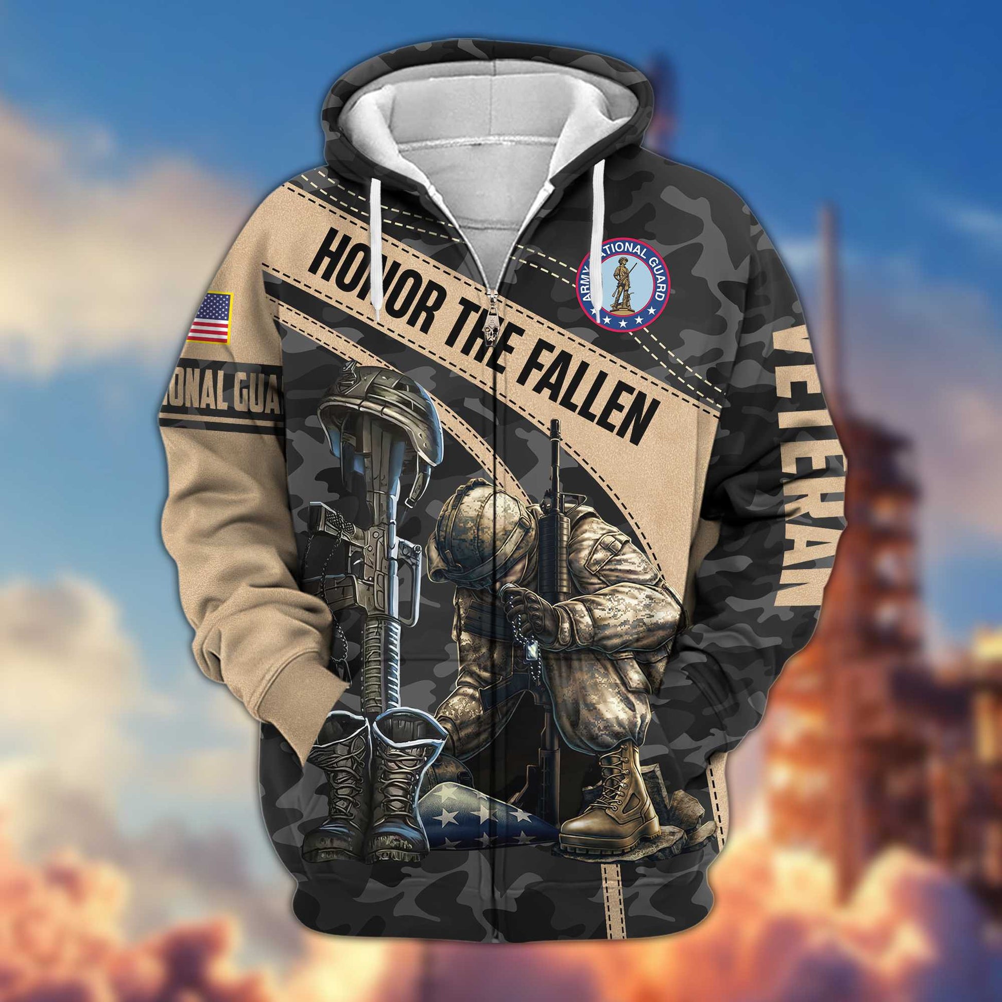 Premium Army National Guard Zip Hoodie VPVC605008, Gifts For Army National Guard Veteran