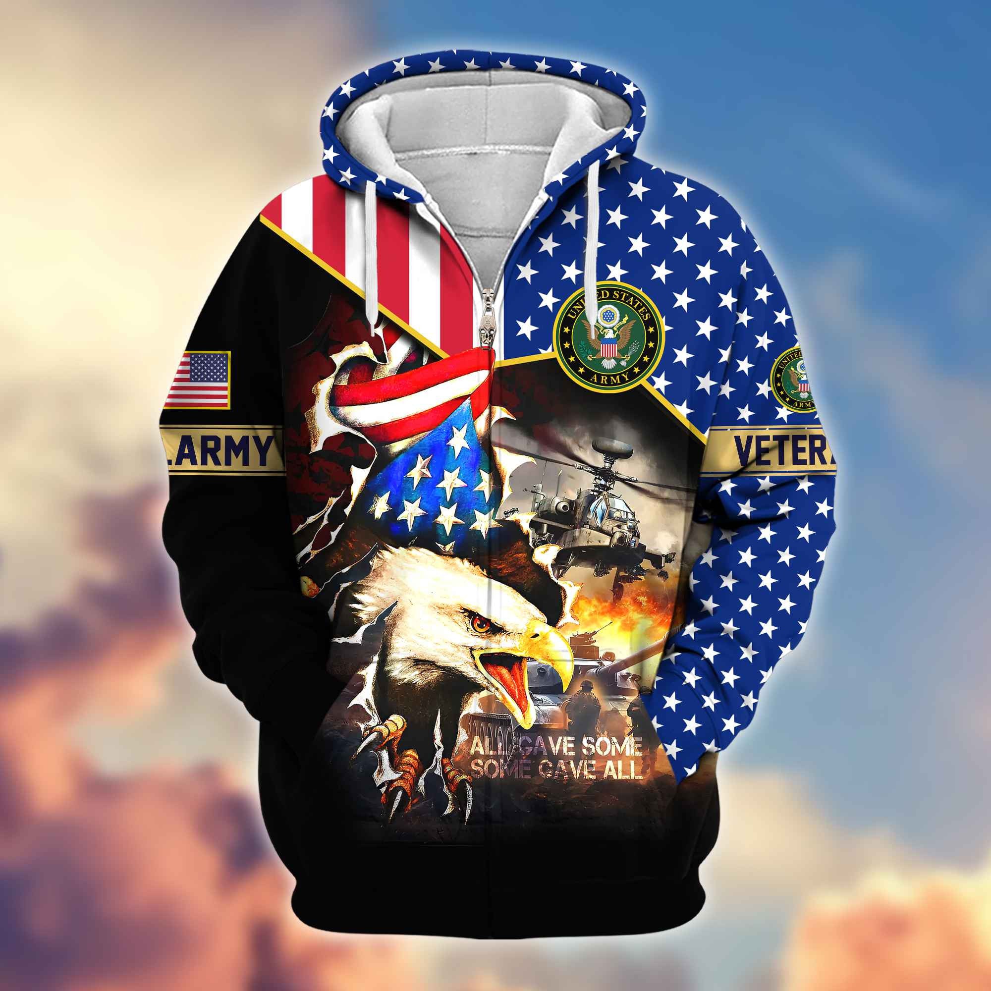 Premium US Army Veteran Zip Hoodie VPVC604601, Gifts For Army Veteran