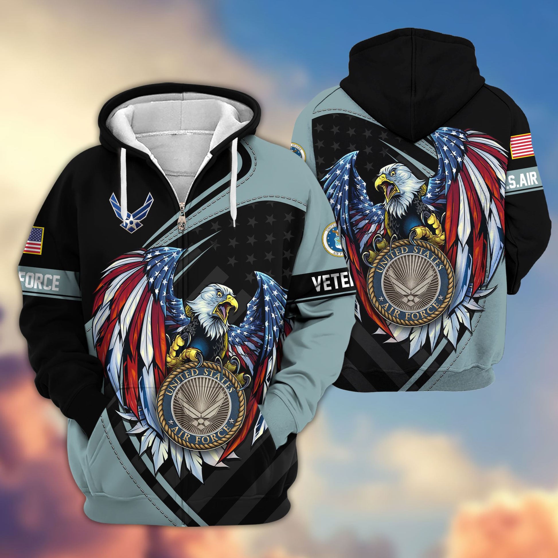 Premium US Veterans Zip Hoodie APHN091011, Gifts For US Veterans, Gifts For Veterans Day