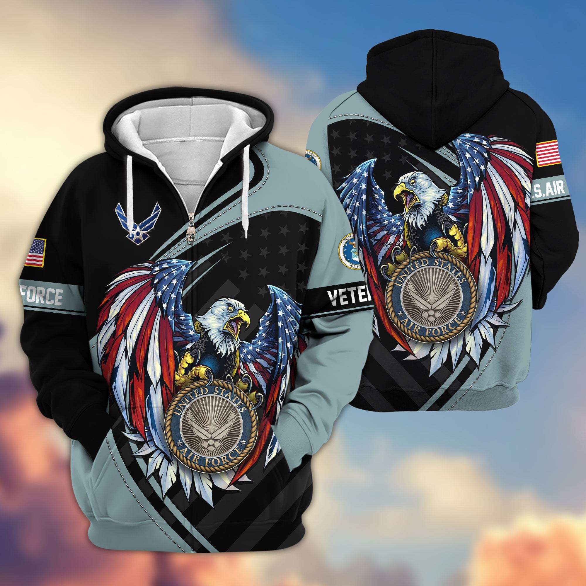Premium US Veterans Zip Hoodie APHN091011, Gifts For US Veterans, Gifts For Veterans Day