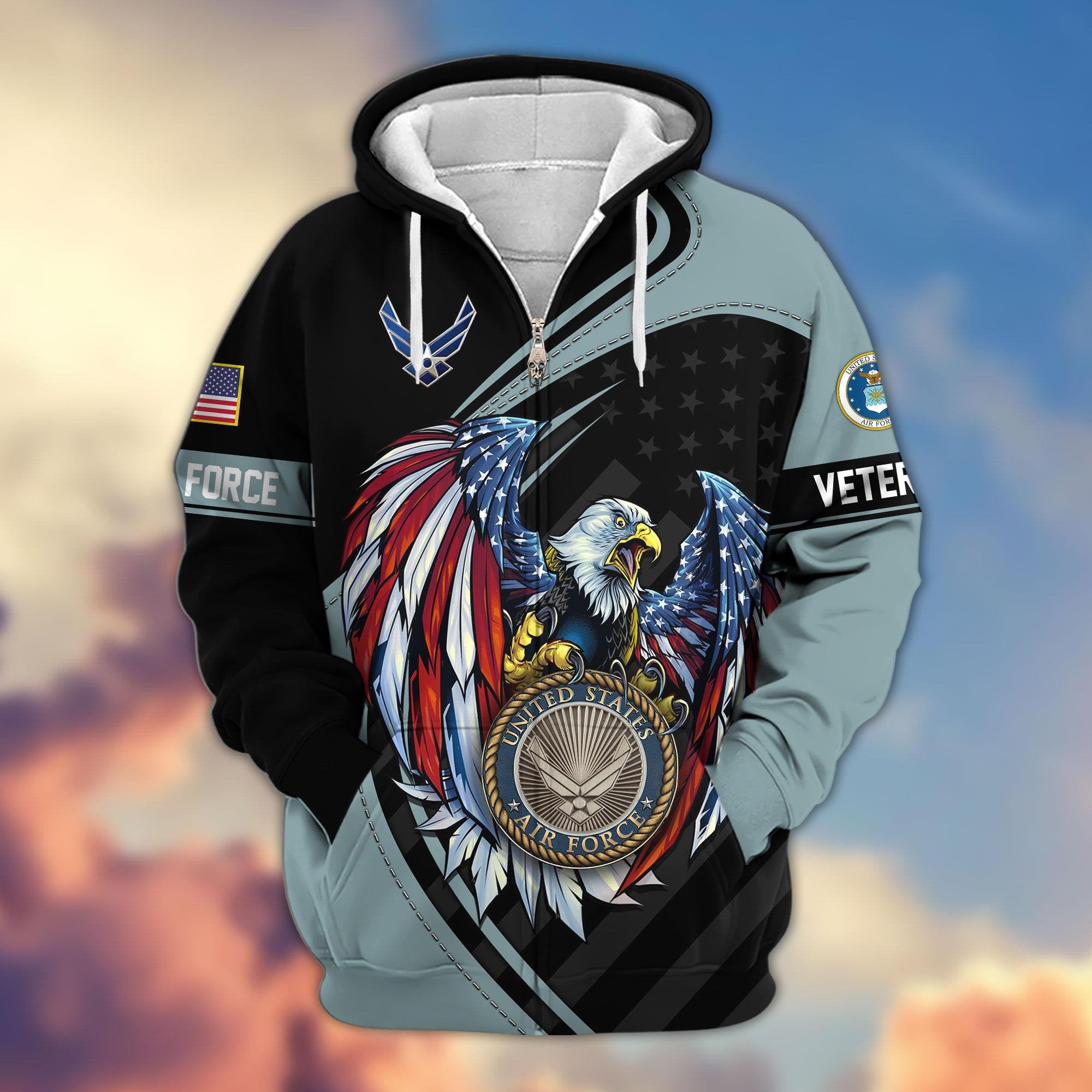Premium US Veterans Zip Hoodie APHN091011, Gifts For US Veterans, Gifts For Veterans Day