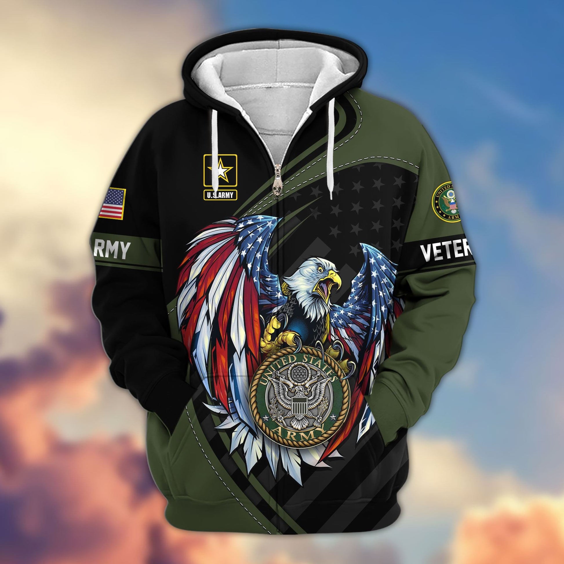 Premium US Veterans Zip Hoodie APHN091011, Gifts For US Veterans, Gifts For Veterans Day