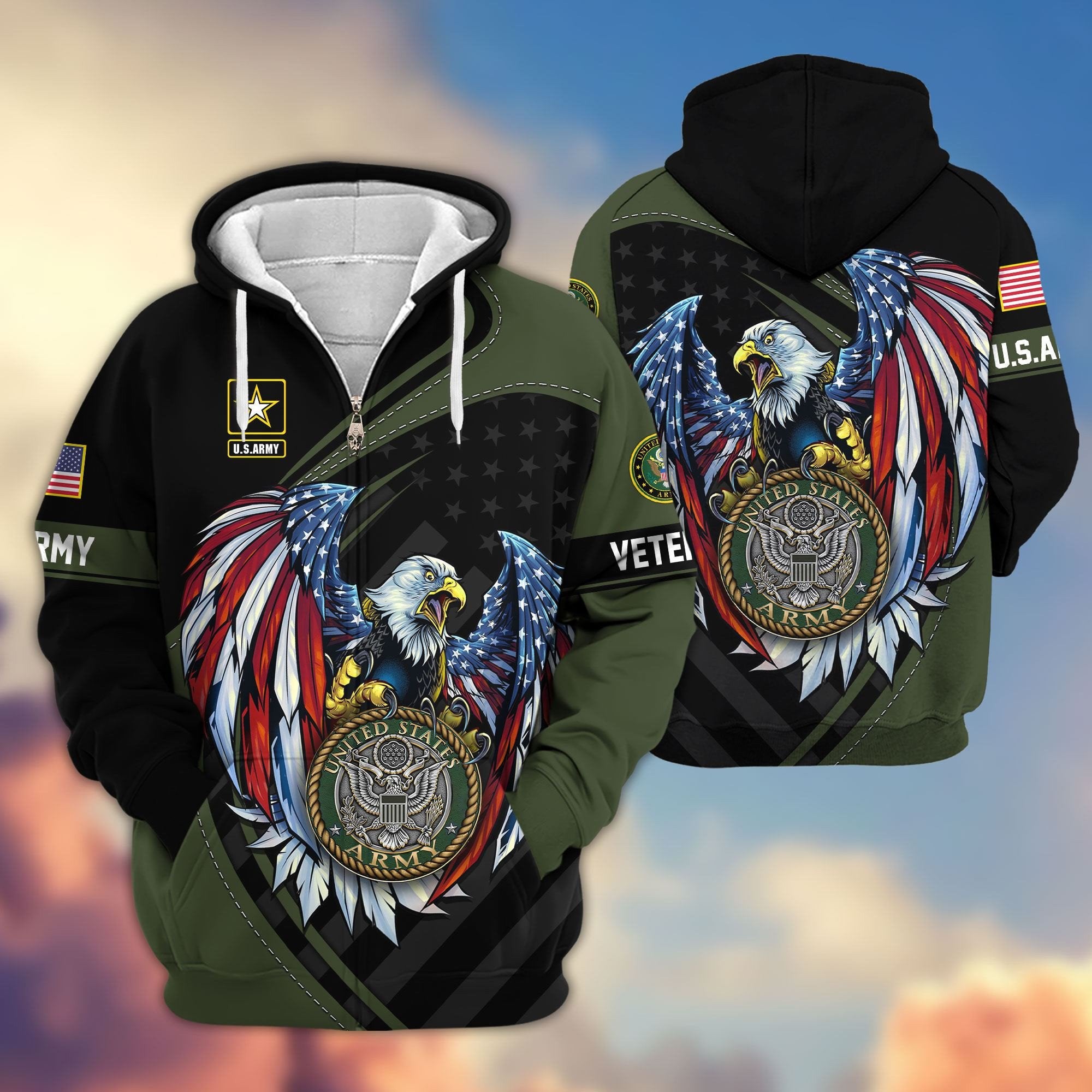 Premium US Veterans Zip Hoodie APHN091011, Gifts For US Veterans, Gifts For Veterans Day