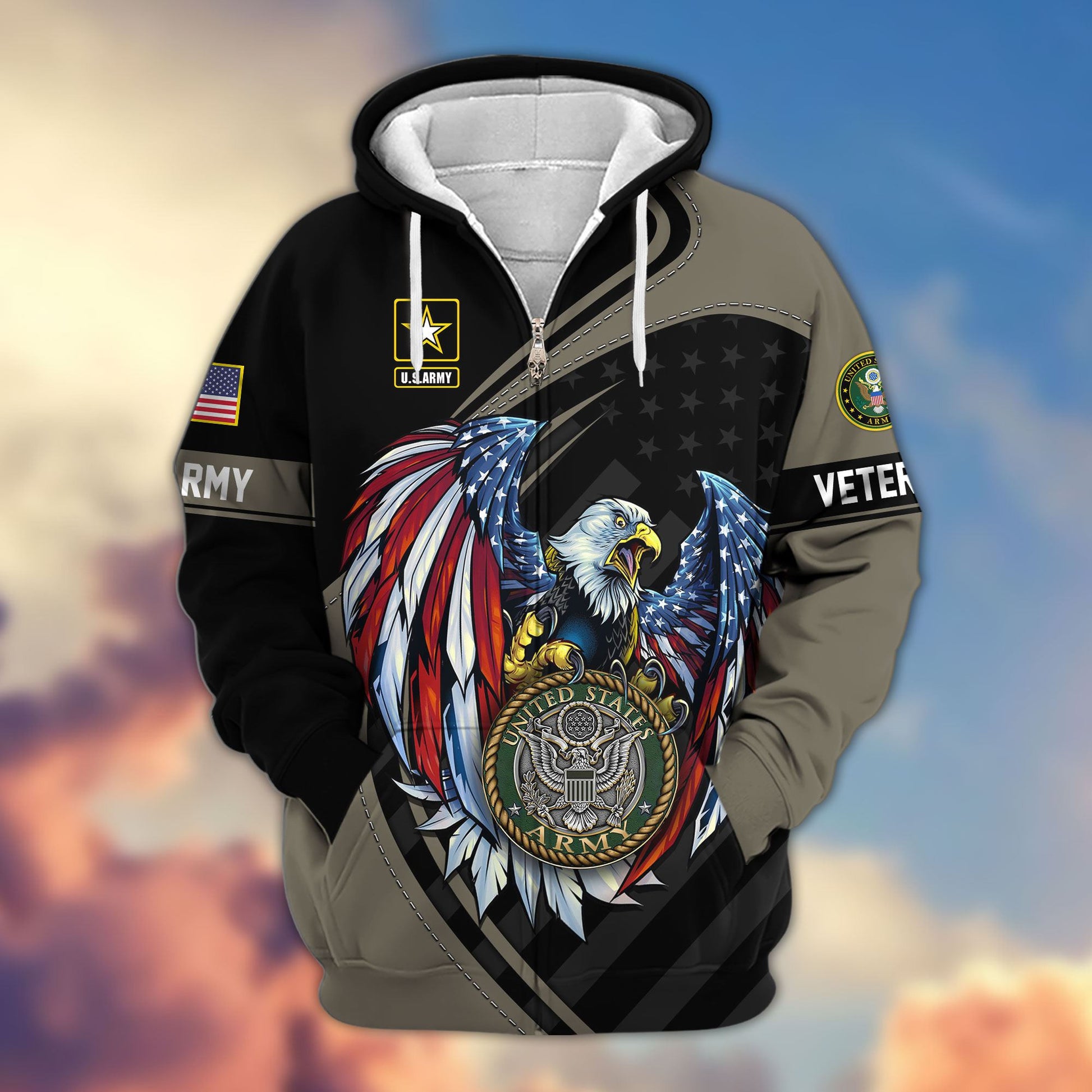 Premium US Veterans Zip Hoodie APHN091011, Gifts For US Veterans, Gifts For Veterans Day