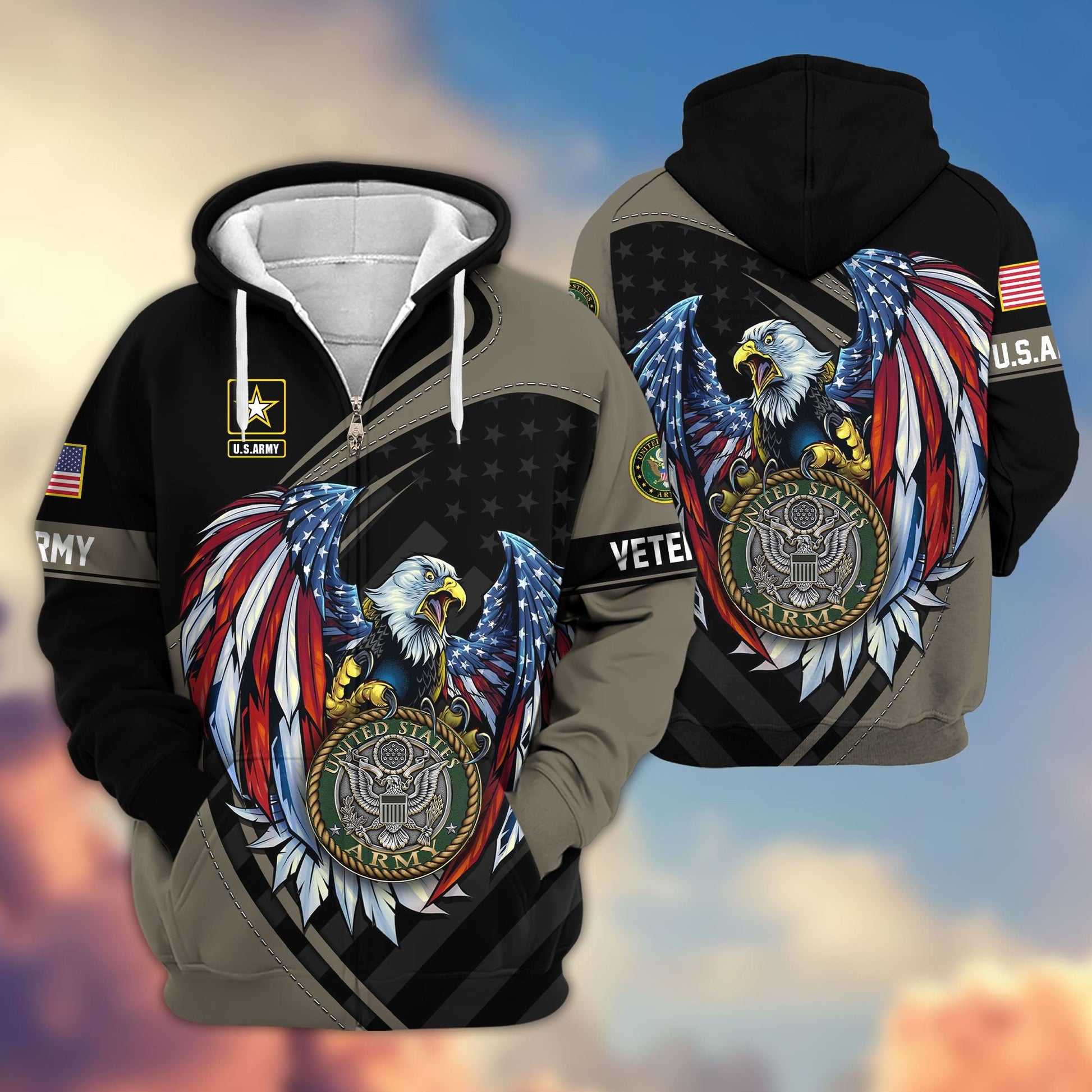Premium US Veterans Zip Hoodie APHN091011, Gifts For US Veterans, Gifts For Veterans Day