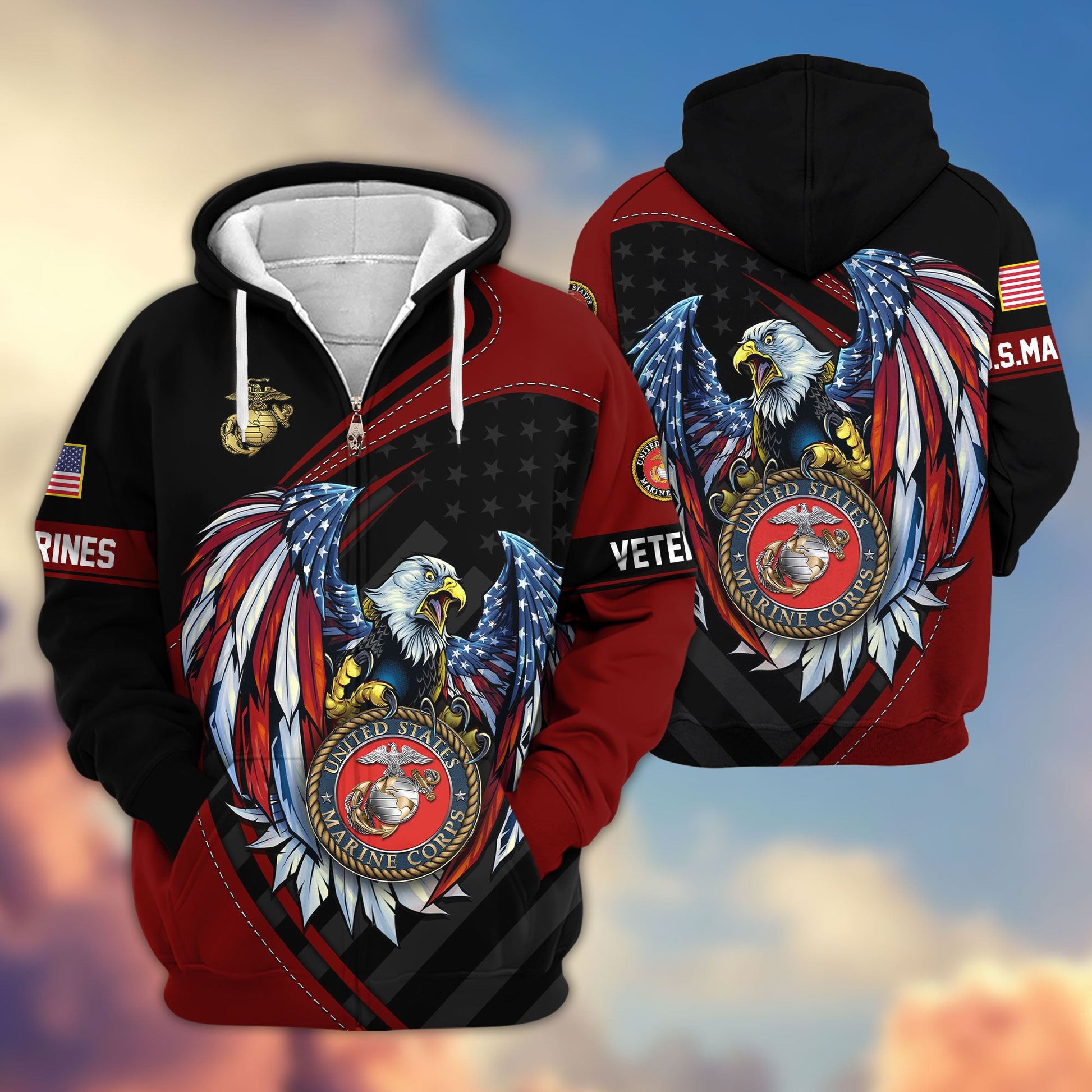 Premium US Veterans Zip Hoodie APHN091011, Gifts For US Veterans, Gifts For Veterans Day