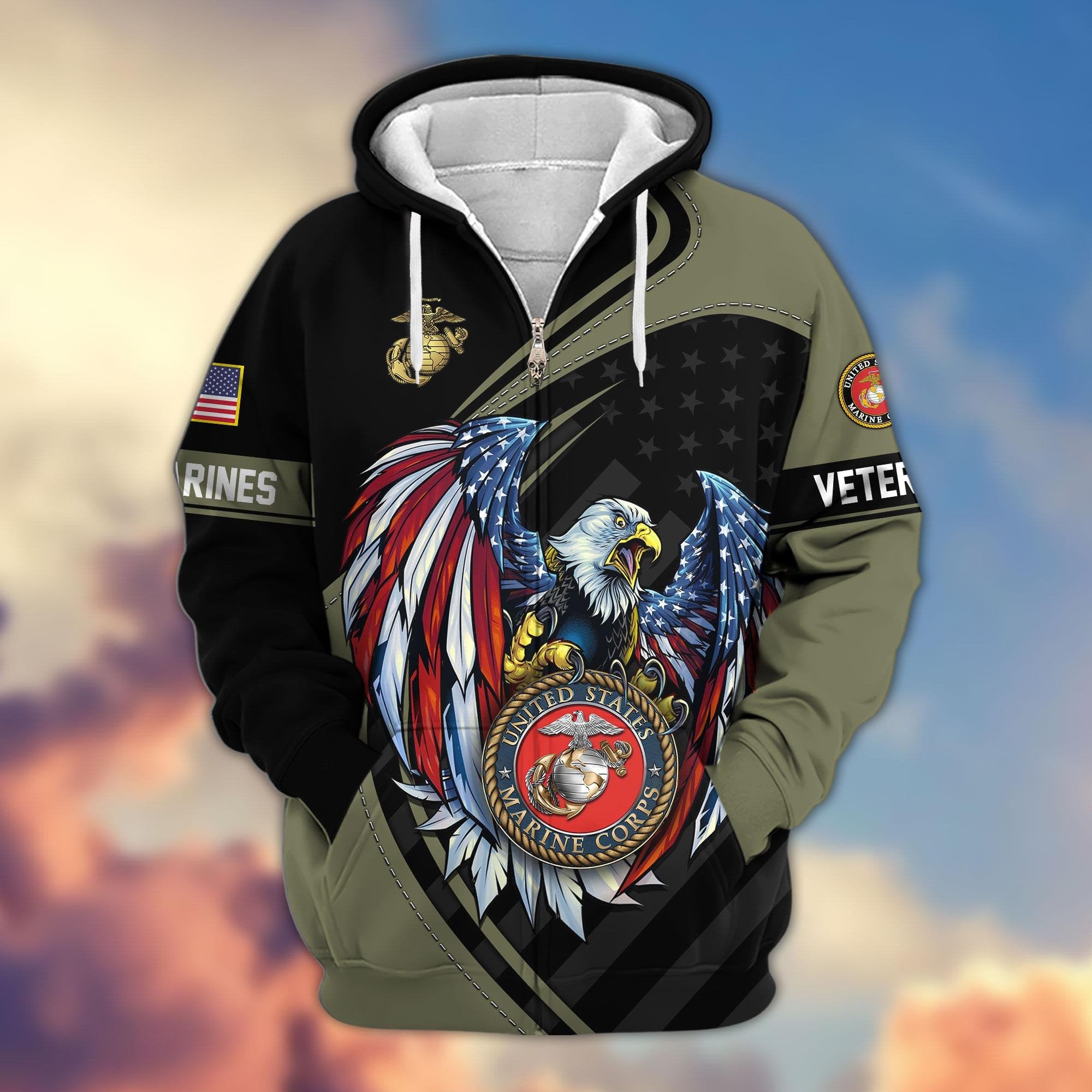 Premium US Veterans Zip Hoodie APHN091011, Gifts For US Veterans, Gifts For Veterans Day