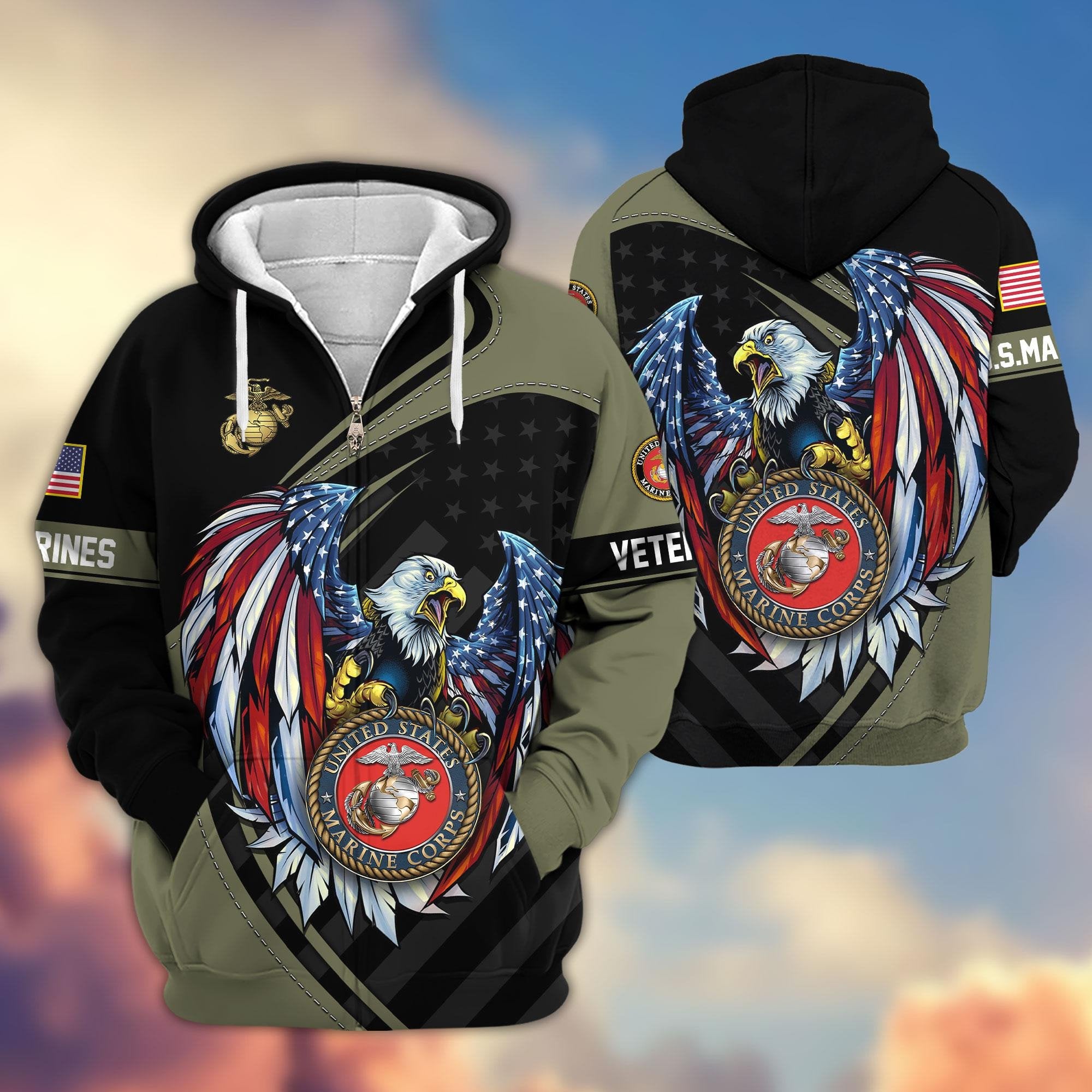 Premium US Veterans Zip Hoodie APHN091011, Gifts For US Veterans, Gifts For Veterans Day
