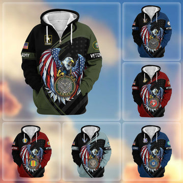 Premium US Veterans Zip Hoodie APHN091011, Gifts For US Veterans, Gifts For Veterans Day