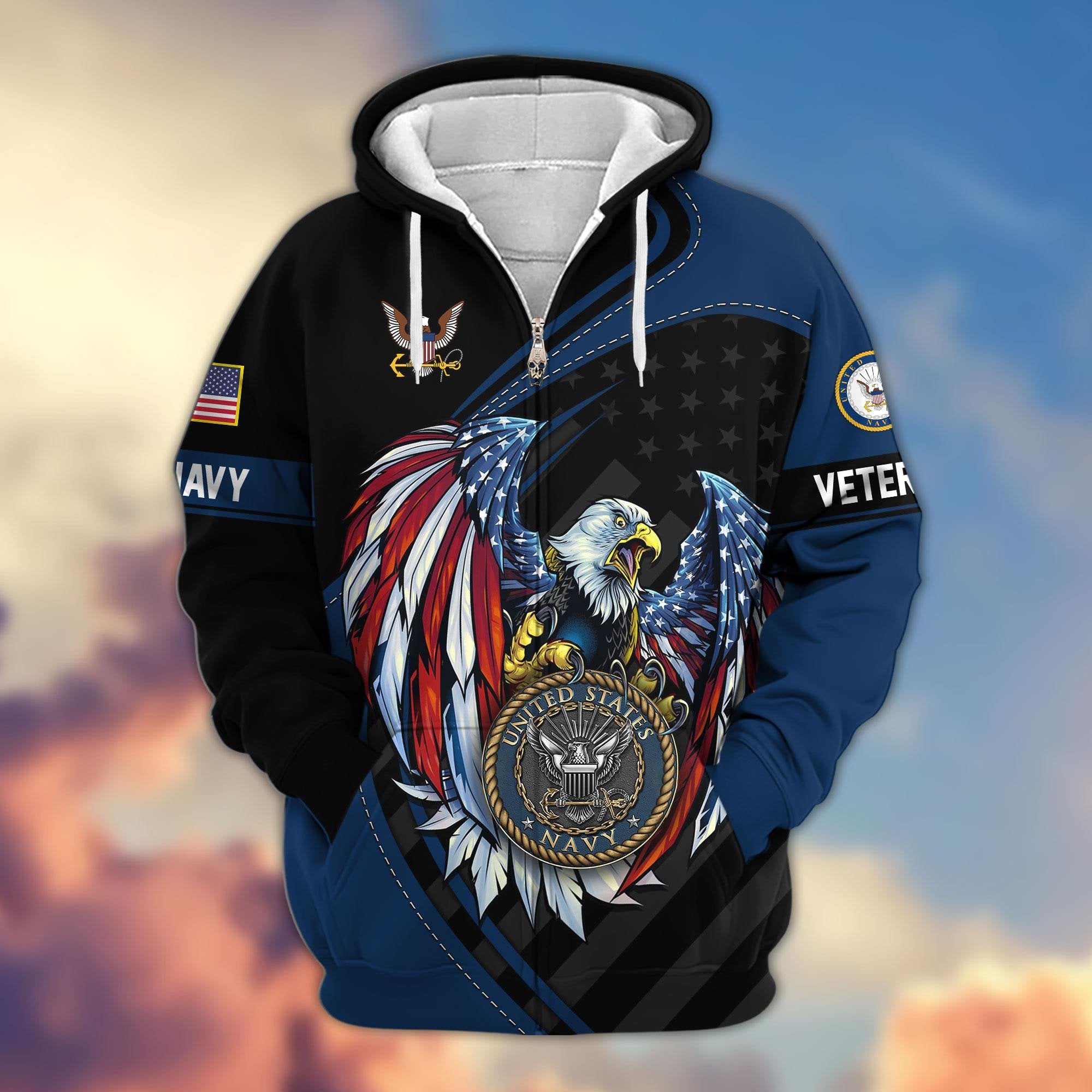 Premium US Veterans Zip Hoodie APHN091011, Gifts For US Veterans, Gifts For Veterans Day