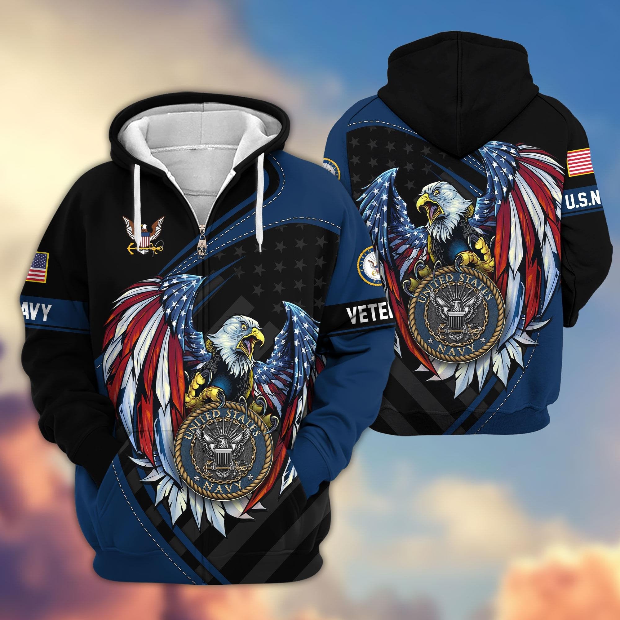 Premium US Veterans Zip Hoodie APHN091011, Gifts For US Veterans, Gifts For Veterans Day