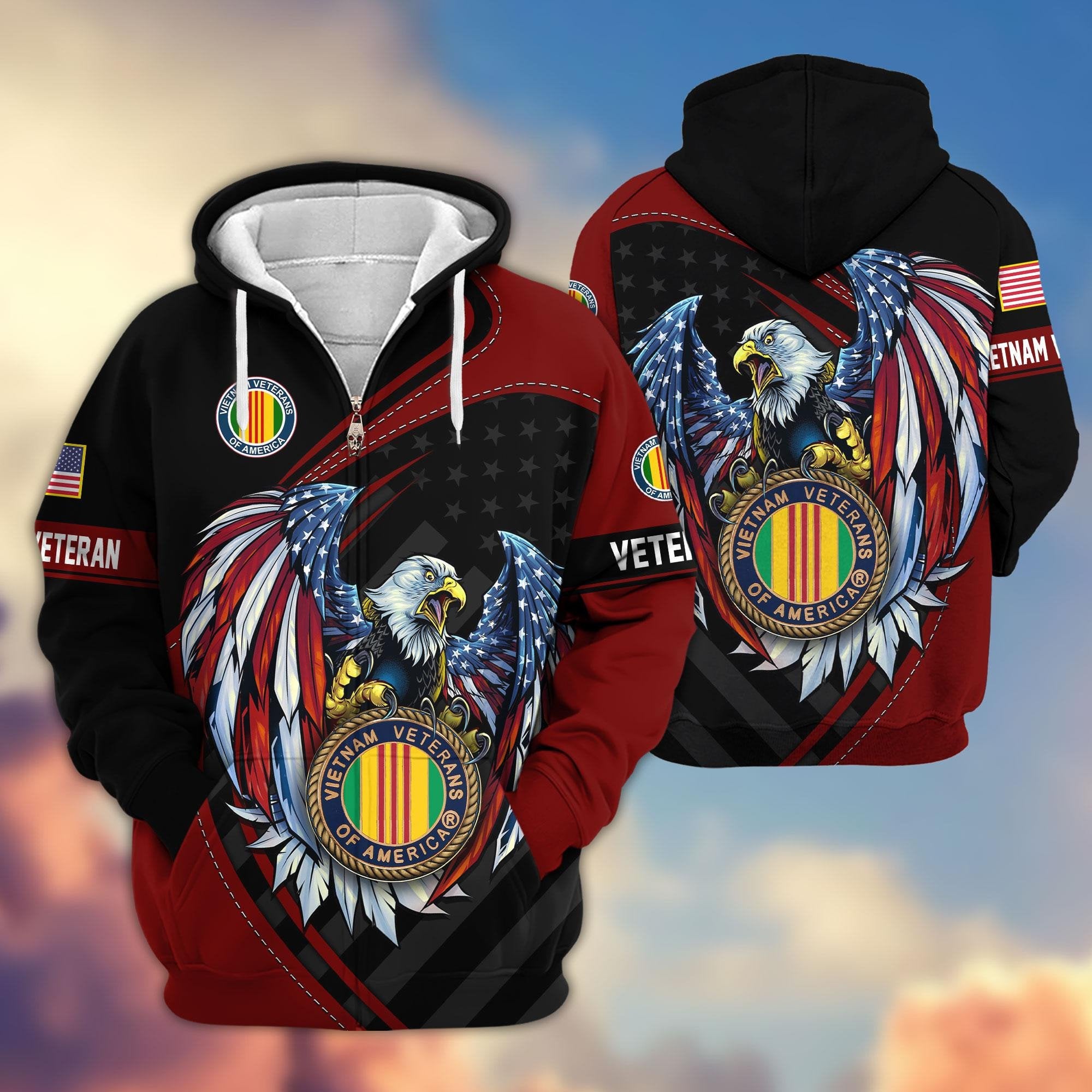 Premium US Veterans Zip Hoodie APHN091011, Gifts For US Veterans, Gifts For Veterans Day
