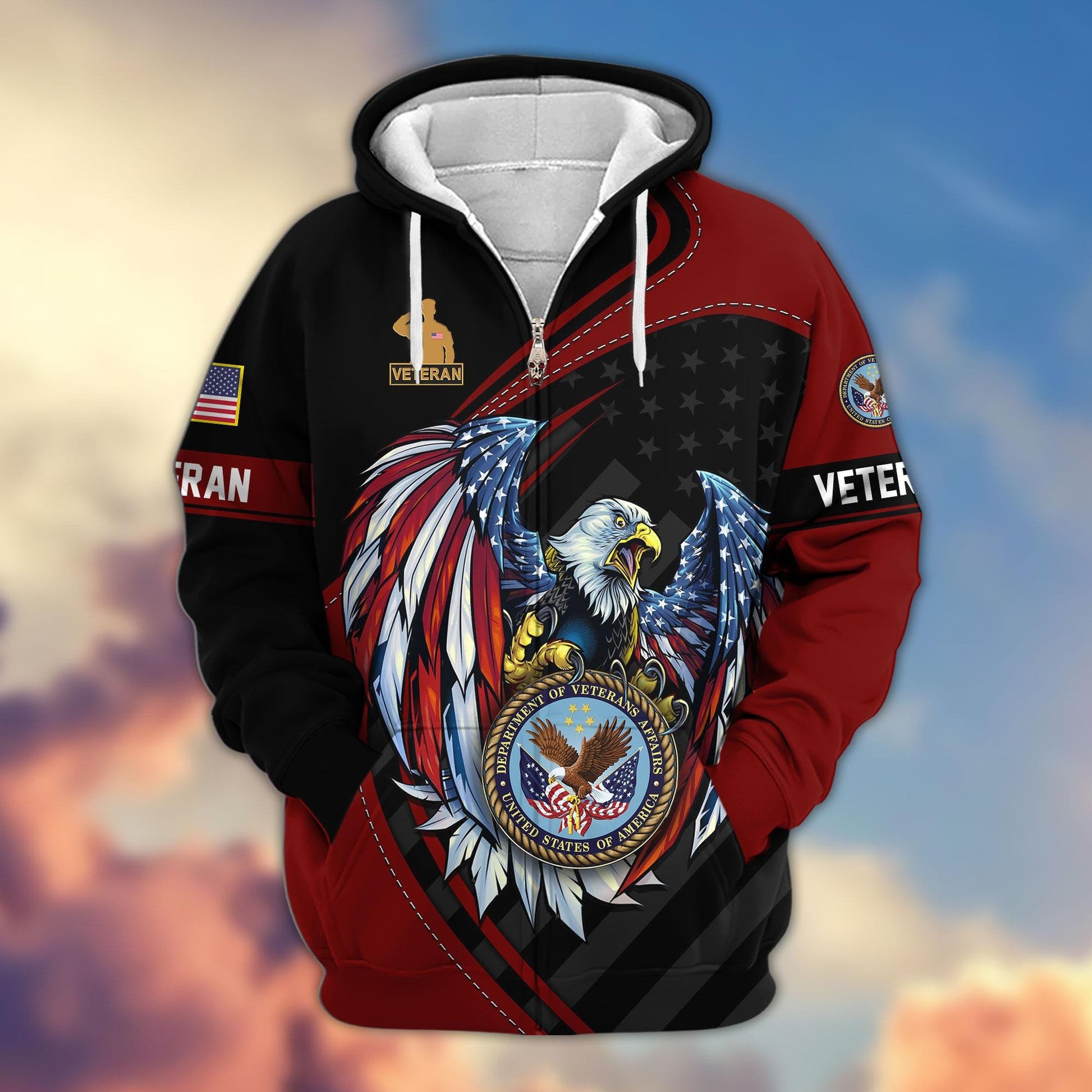 Premium US Veterans Zip Hoodie APHN091011, Gifts For US Veterans, Gifts For Veterans Day