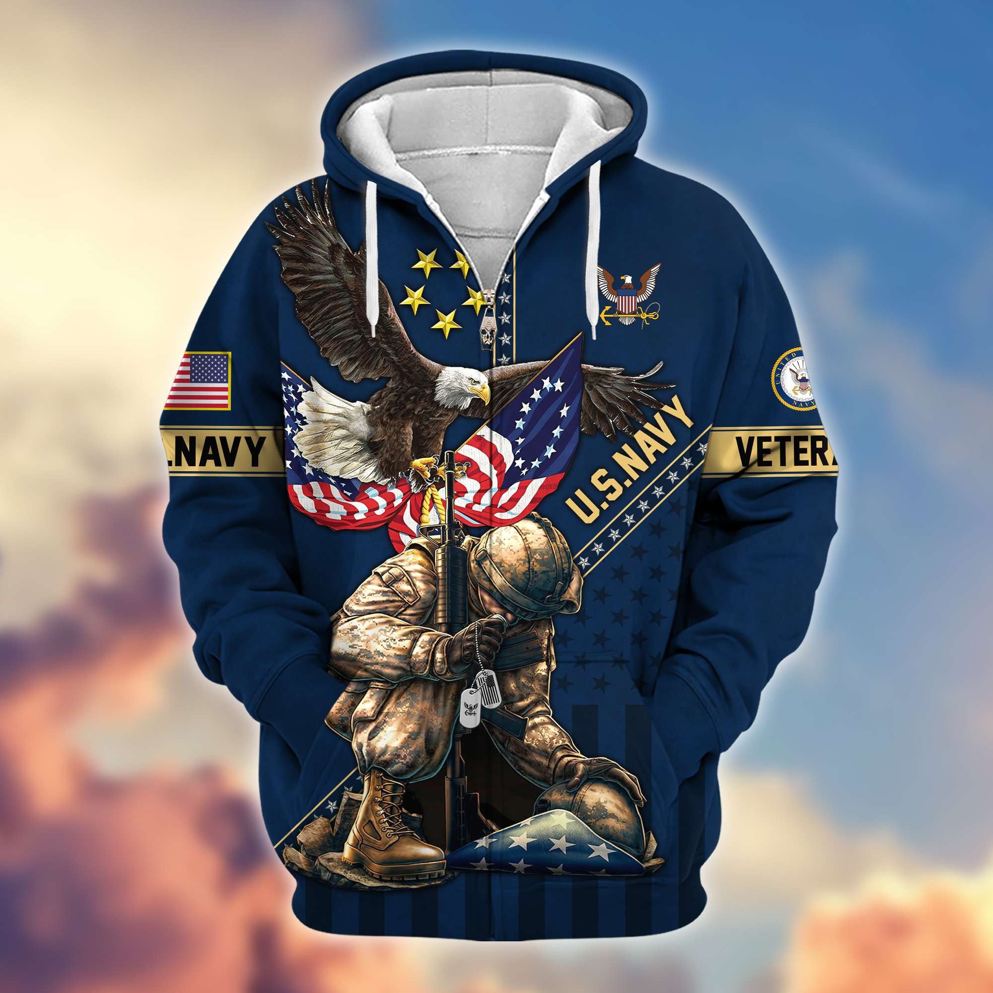 Premium US Navy Veteran Zip Hoodie VPVC605102, Gifts For Navy Veteran