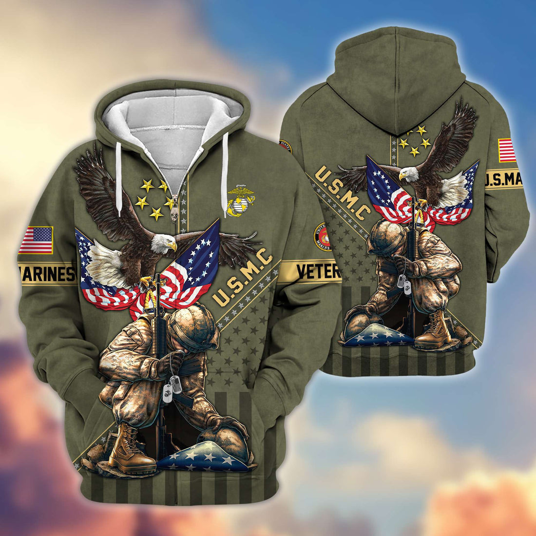 Premium USMC Veteran Zip Hoodie VPVC605111, Gifts For Marine Veteran