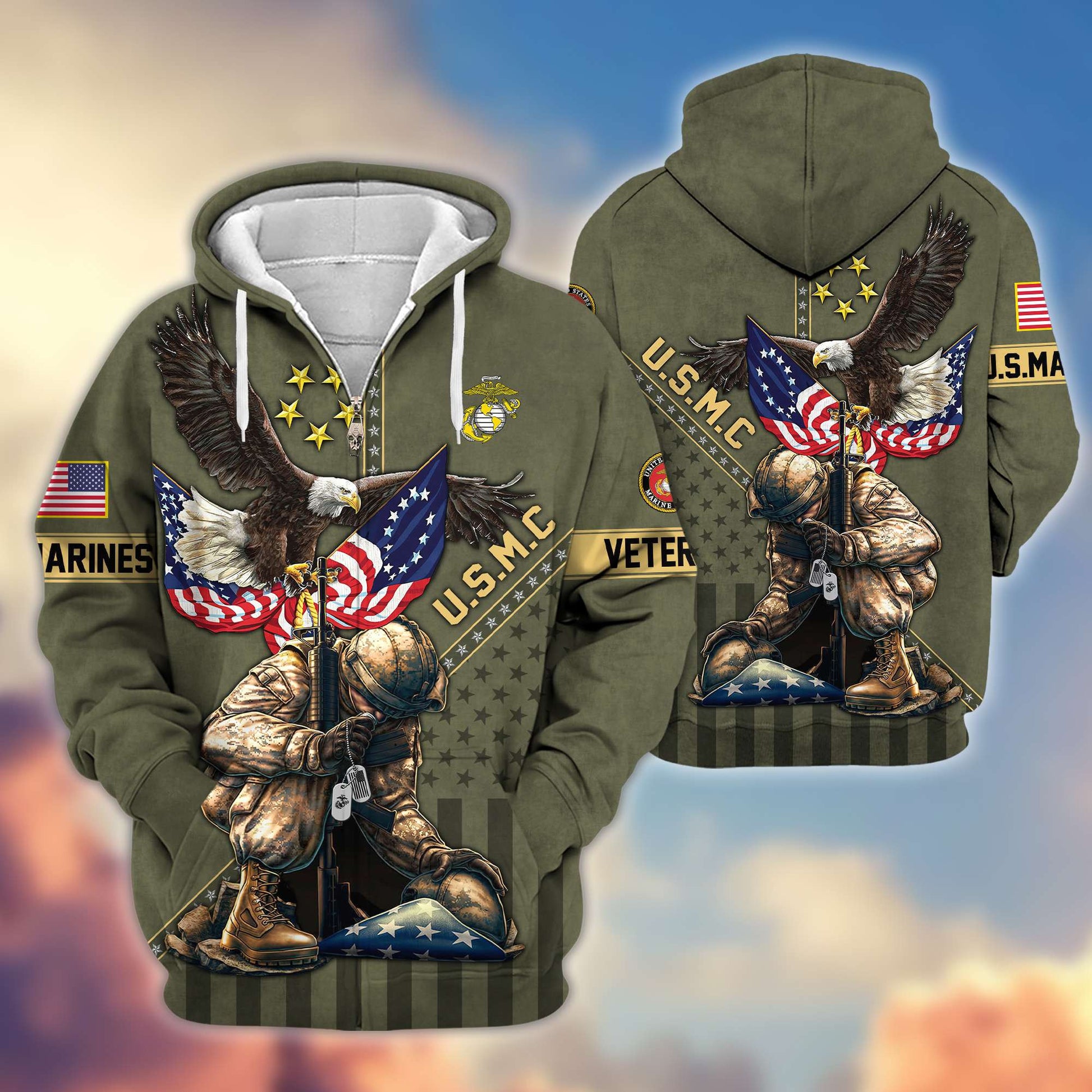 Premium USMC Veteran Zip Hoodie VPVC605111, Gifts For Marine Veteran