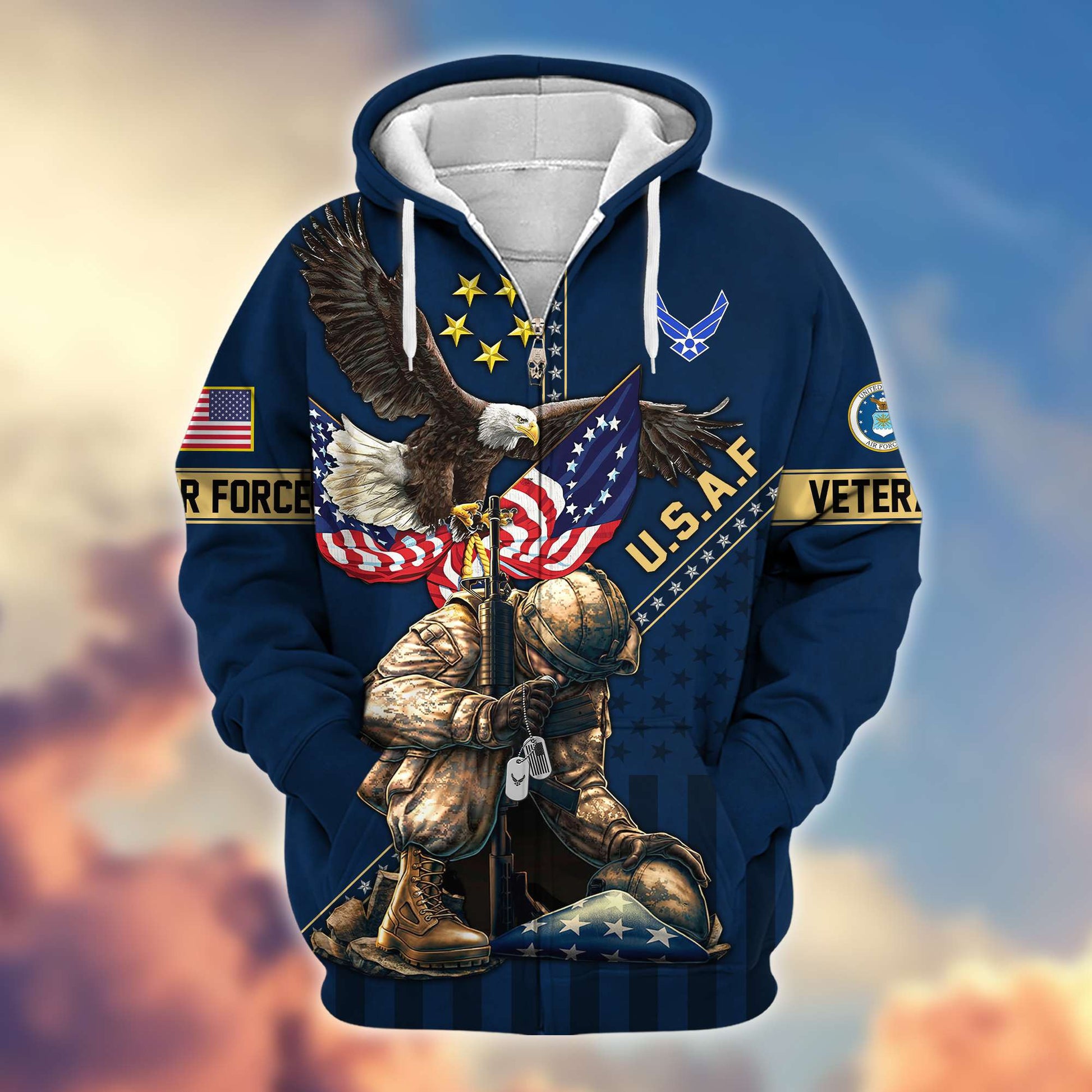 Premium USAF Veteran Zip Hoodie VPVC605104, Gifts For Air Force Veteran
