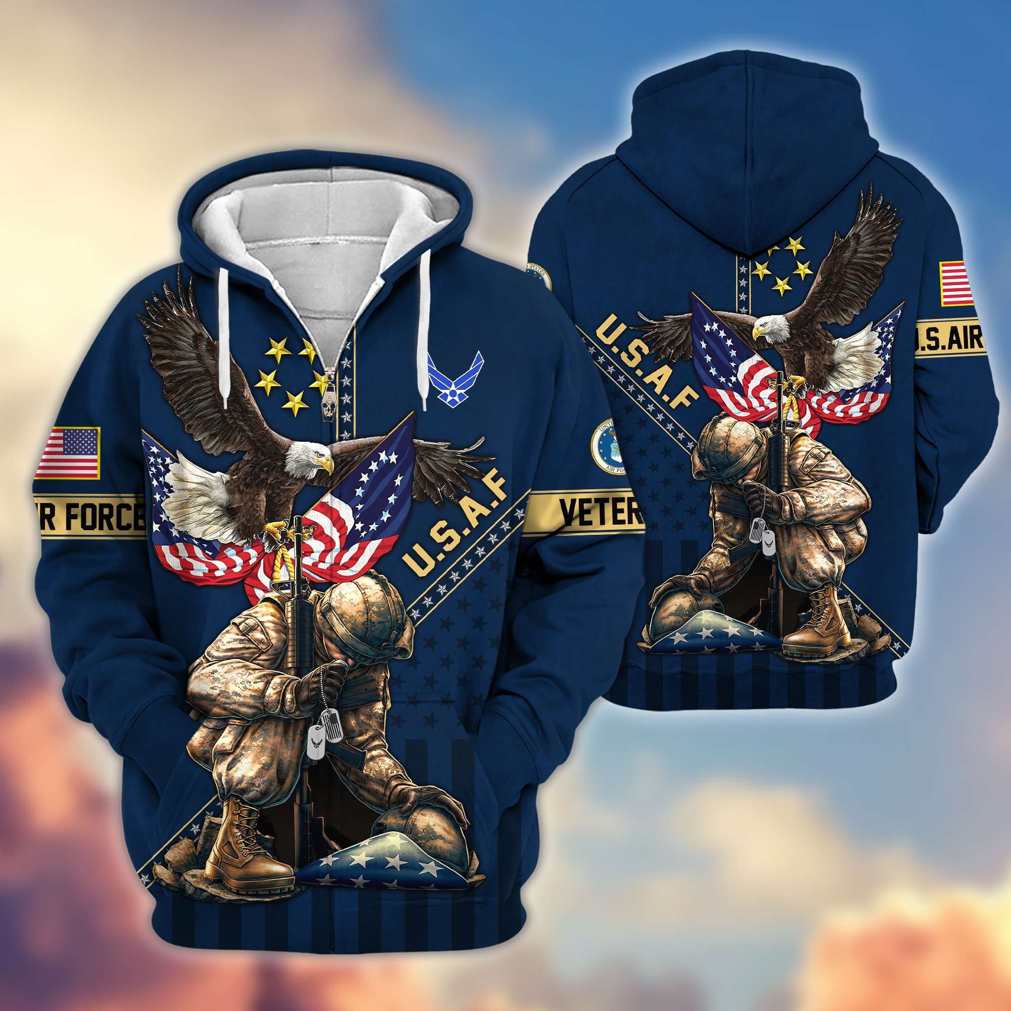 Premium USAF Veteran Zip Hoodie VPVC605104, Gifts For Air Force Veteran