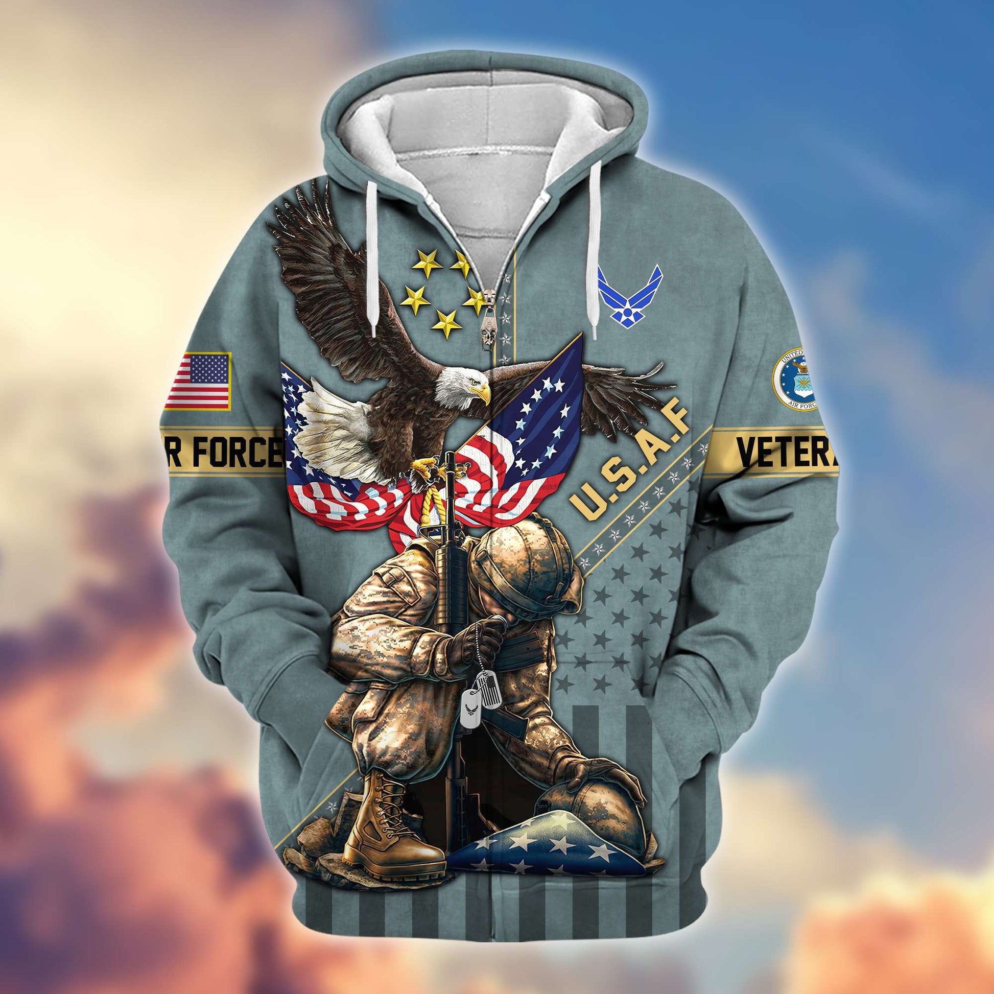 Premium USAF Veteran Zip Hoodie VPVC605112, Gifts For Air Force Veteran