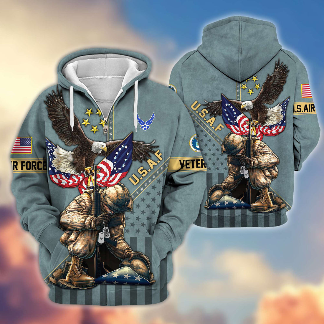 Premium USAF Veteran Zip Hoodie VPVC605112, Gifts For Air Force Veteran