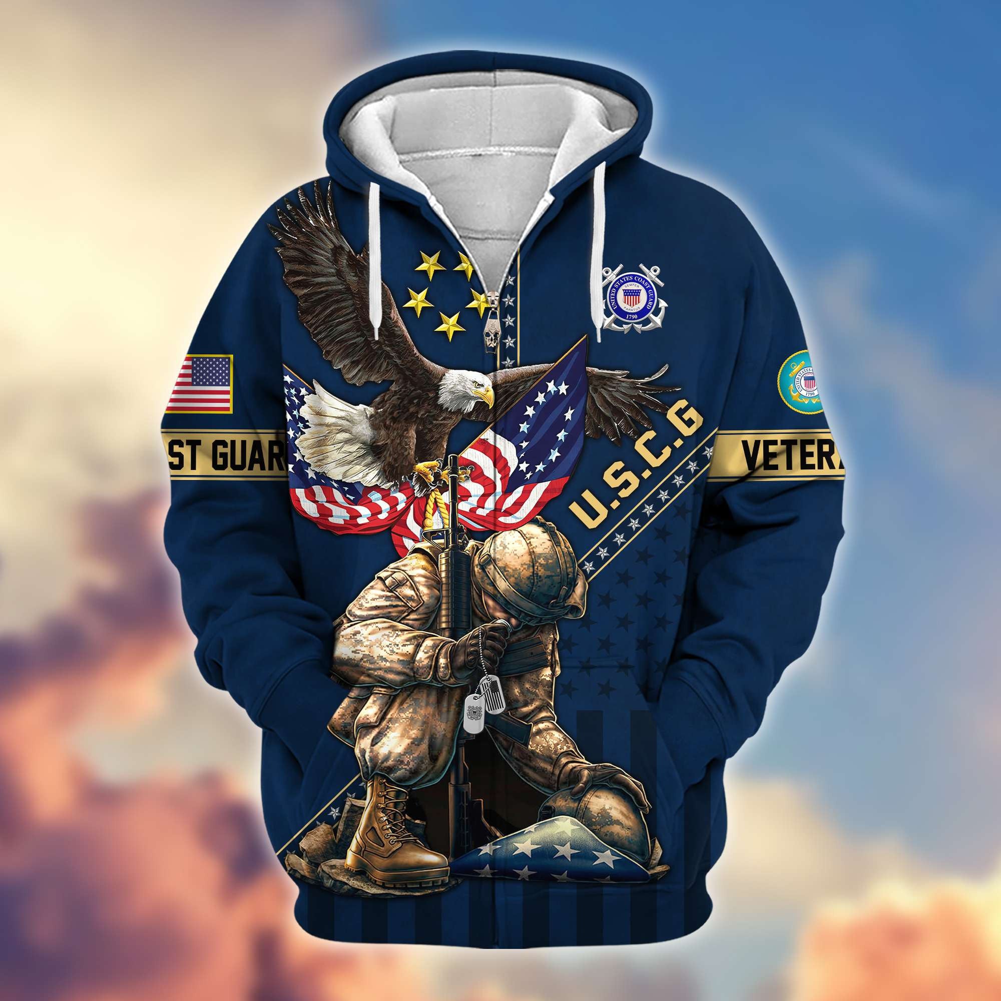 Premium USCG Veteran Zip Hoodie VPVC605105, Gifts For Coast Guard Veteran