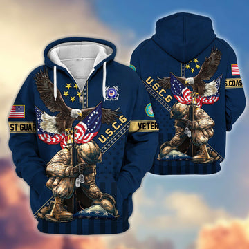 Premium USCG Veteran Zip Hoodie VPVC605105, Gifts For Coast Guard Veteran