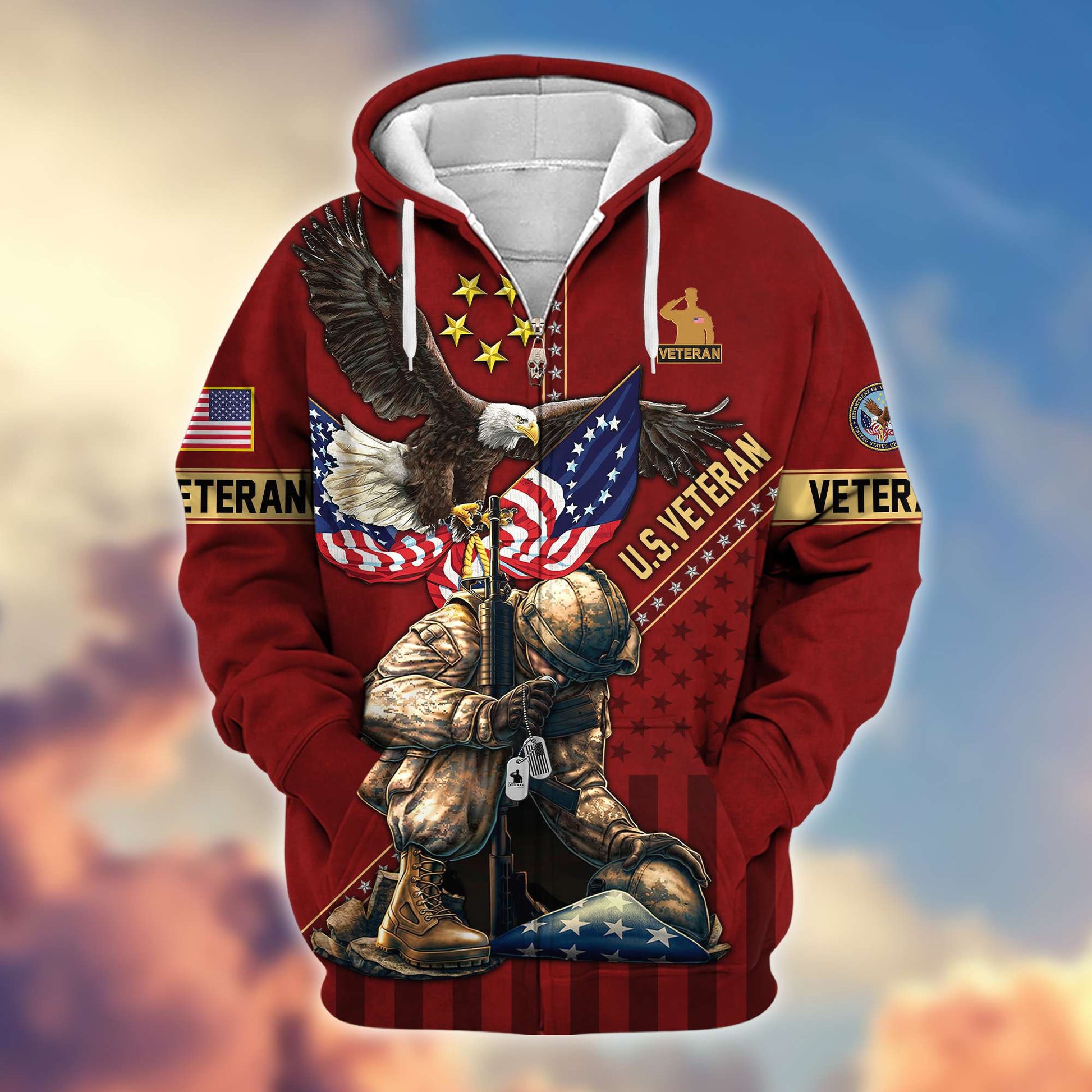 Premium US Veteran Zip Hoodie VPVC605107, Gifts For US Veteran