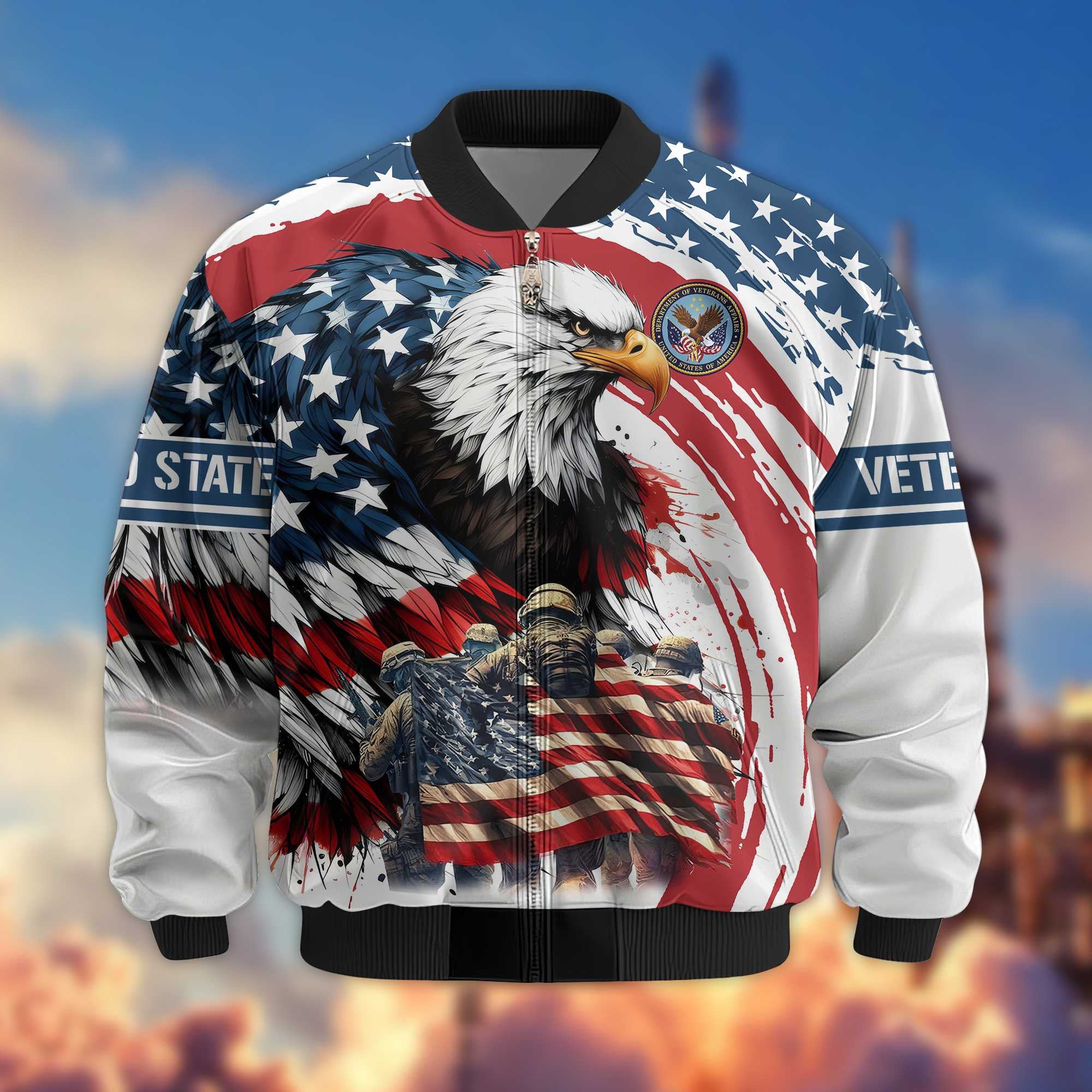 Premium US Veterans Bomber Jacket VPVC801107, Gifts For US Veteran