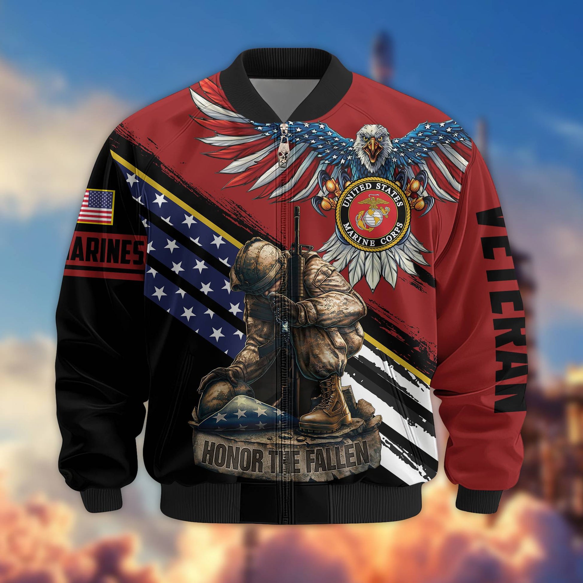 Premium USMC Veteran Bomber Jacket VPVC801503, Gifts For US Marines Veteran