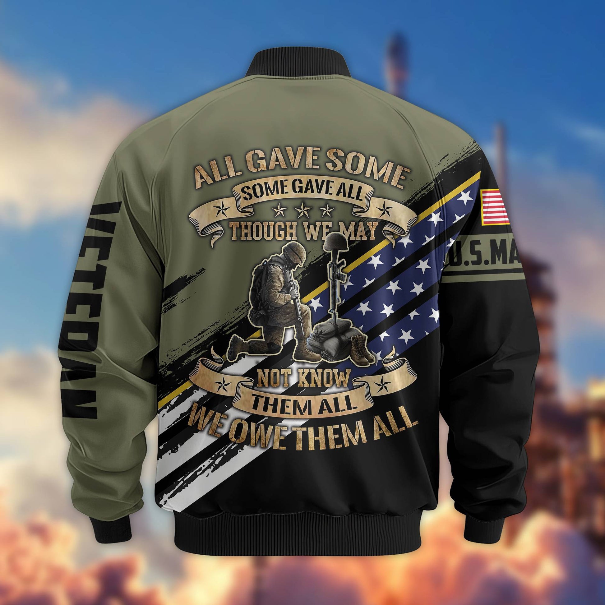 Premium USMC Veteran Bomber Jacket VPVC801511, Gifts For US Marines Veteran