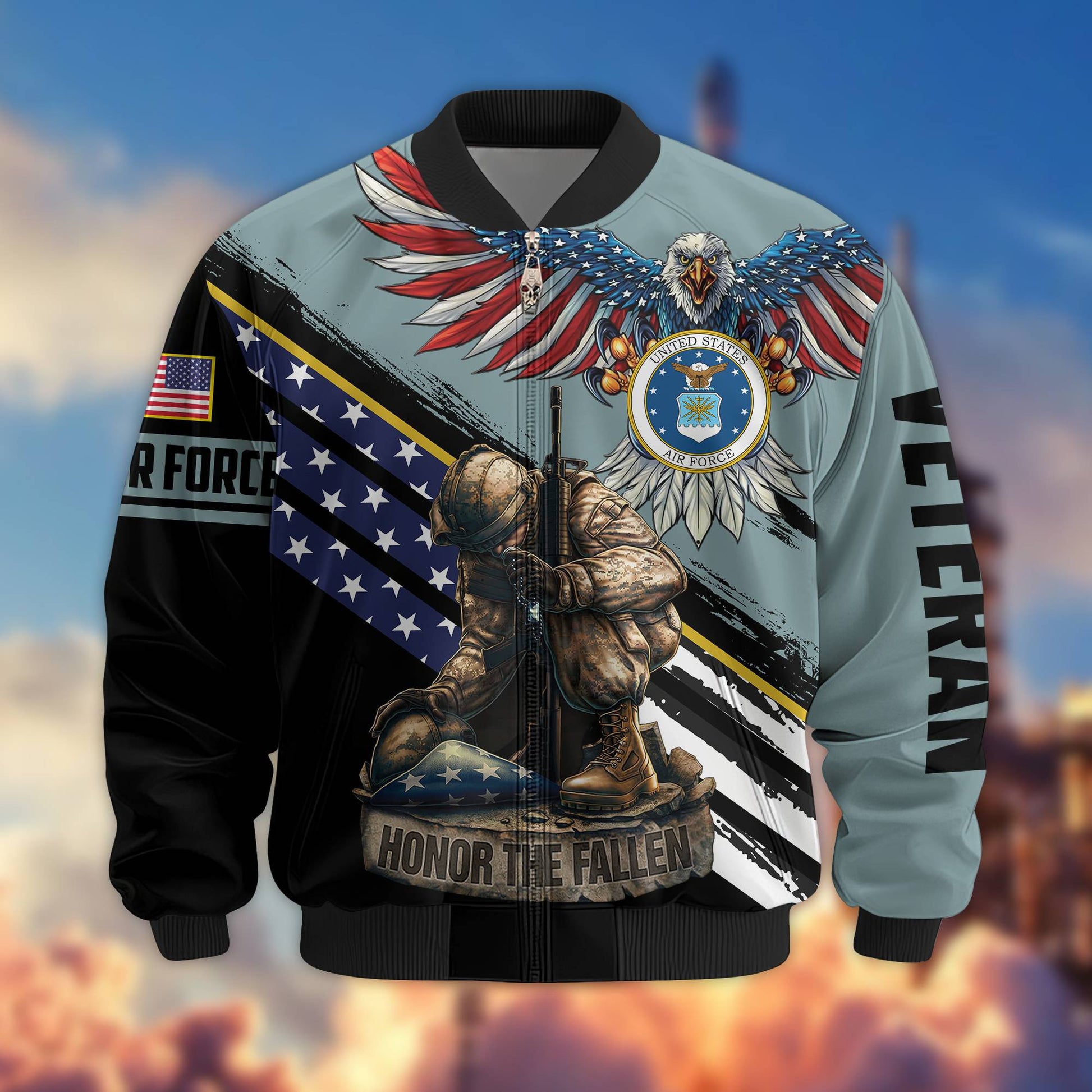 Premium USAF Veteran Bomber Jacket VPVC801504, Gifts For US Air Force Veteran