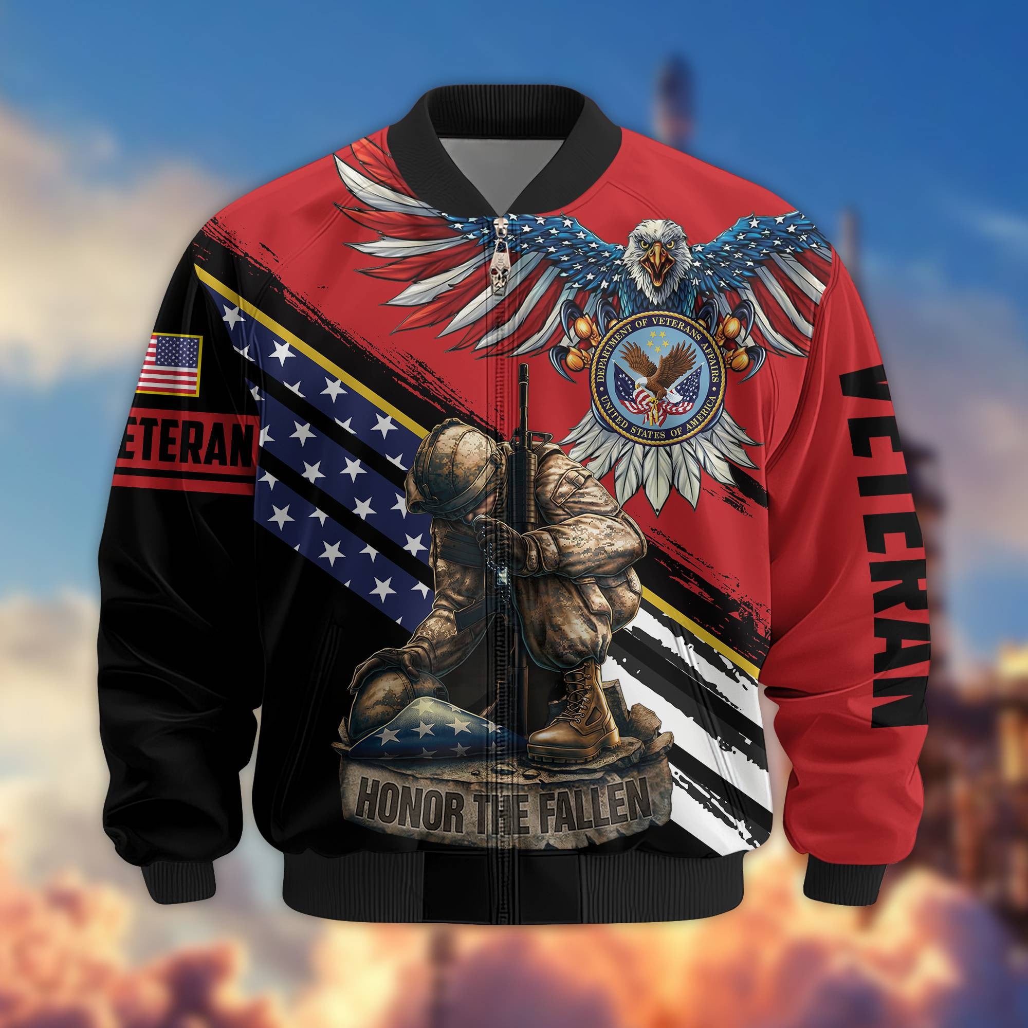 Premium US Veterans Bomber Jacket VPVC801507, Gifts For US Veteran