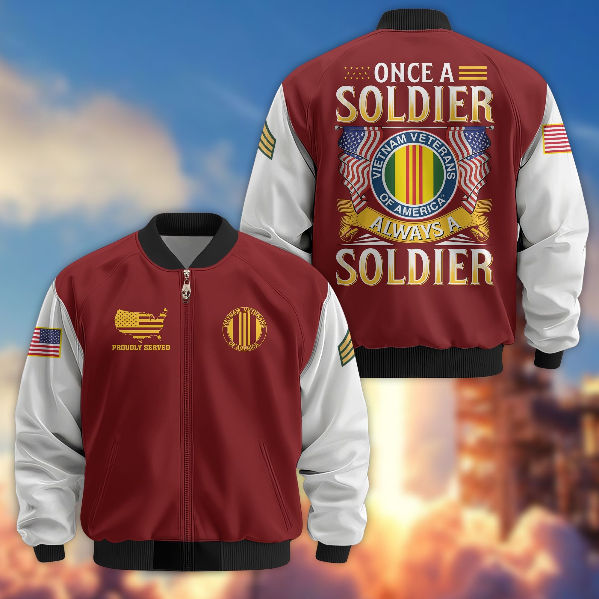 Premium Custom Vietnam Veteran Bomber Jacket VPVC801606, Gifts For Vietnam Veteran
