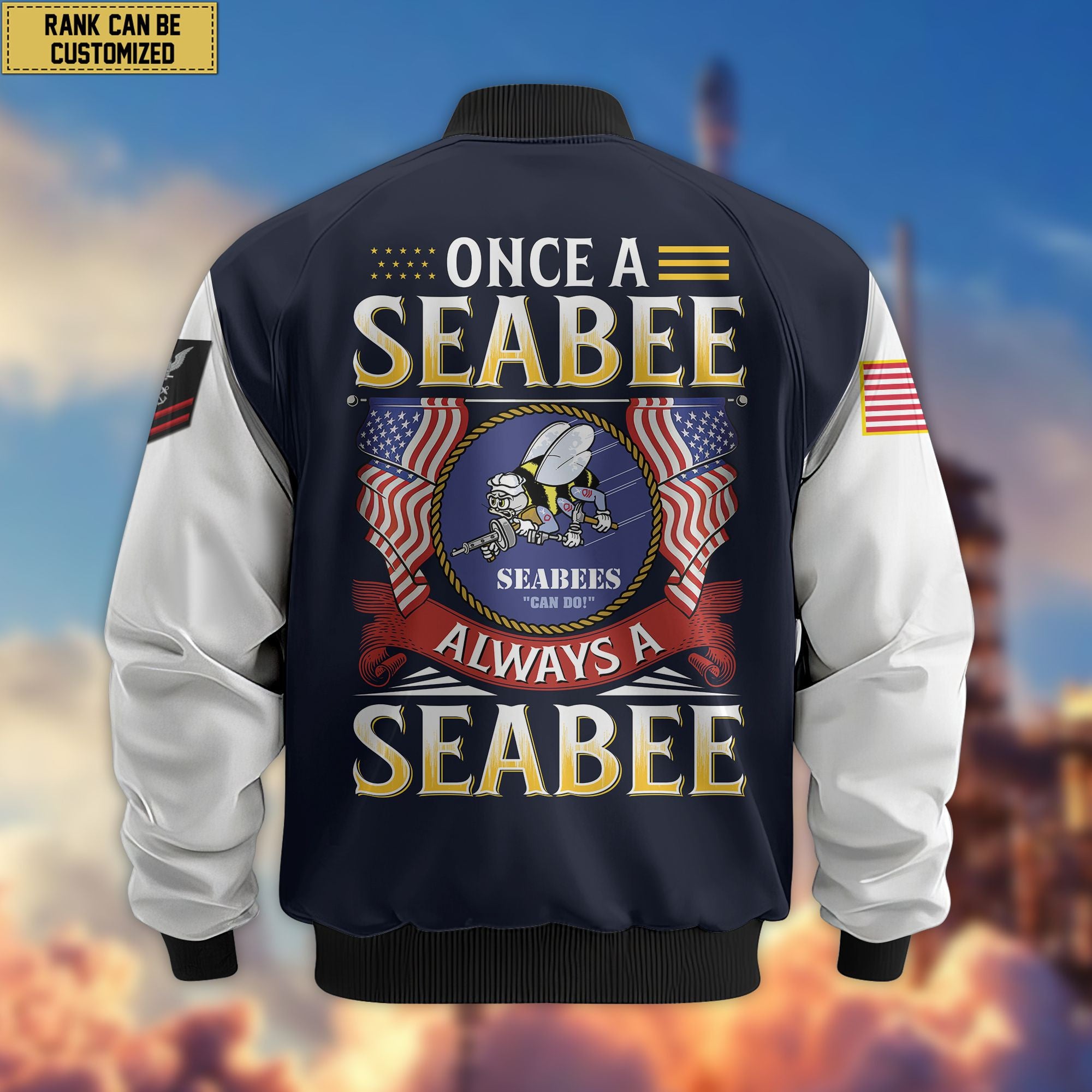Premium Custom Seabees Veteran Bomber Jacket VPVC801608, Gifts For Seabees Veteran