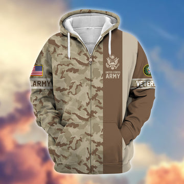 Premium US Army Veteran Zip Hoodie VPVC605310, Gifts For Army Veteran