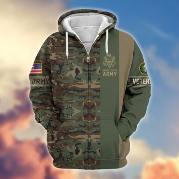 Premium US Army Veteran Zip Hoodie VPVC605312, Gifts For Army Veteran