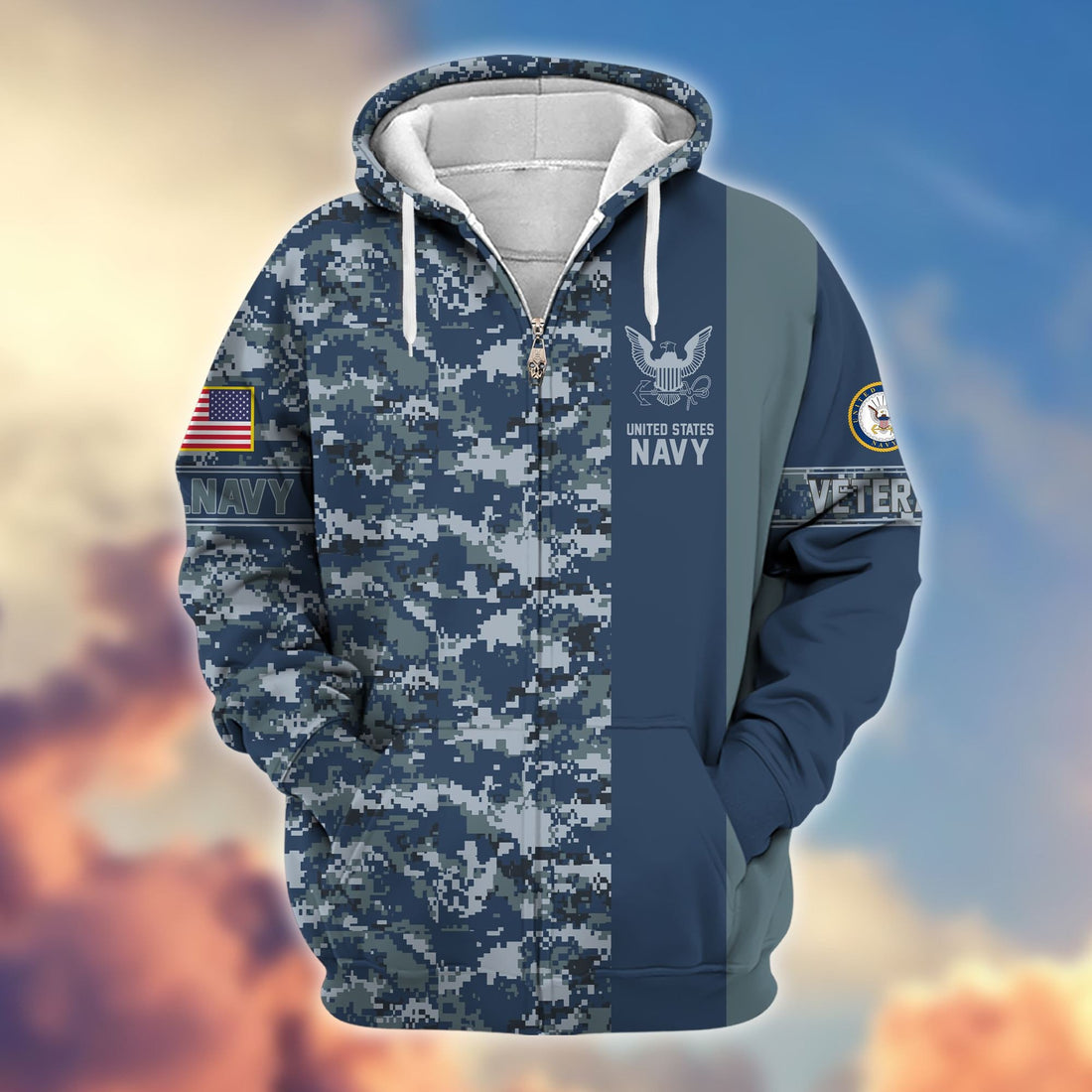 Premium US Navy Veteran Zip Hoodie VPVC605302, Gifts For Navy Veteran