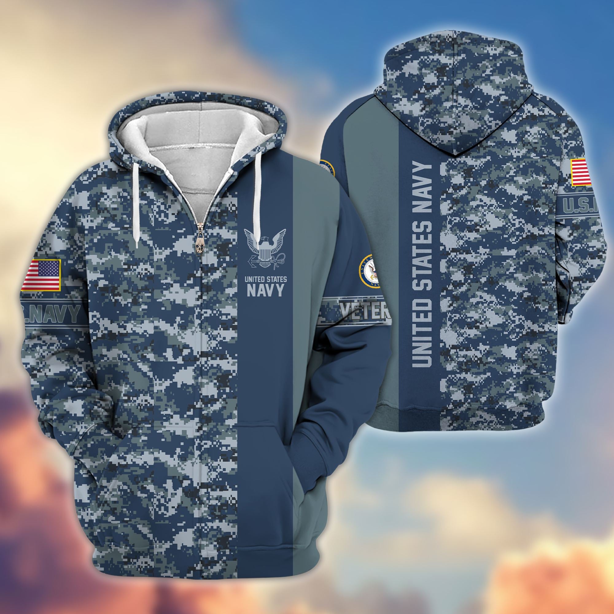 Premium US Navy Veteran Zip Hoodie VPVC605302, Gifts For Navy Veteran