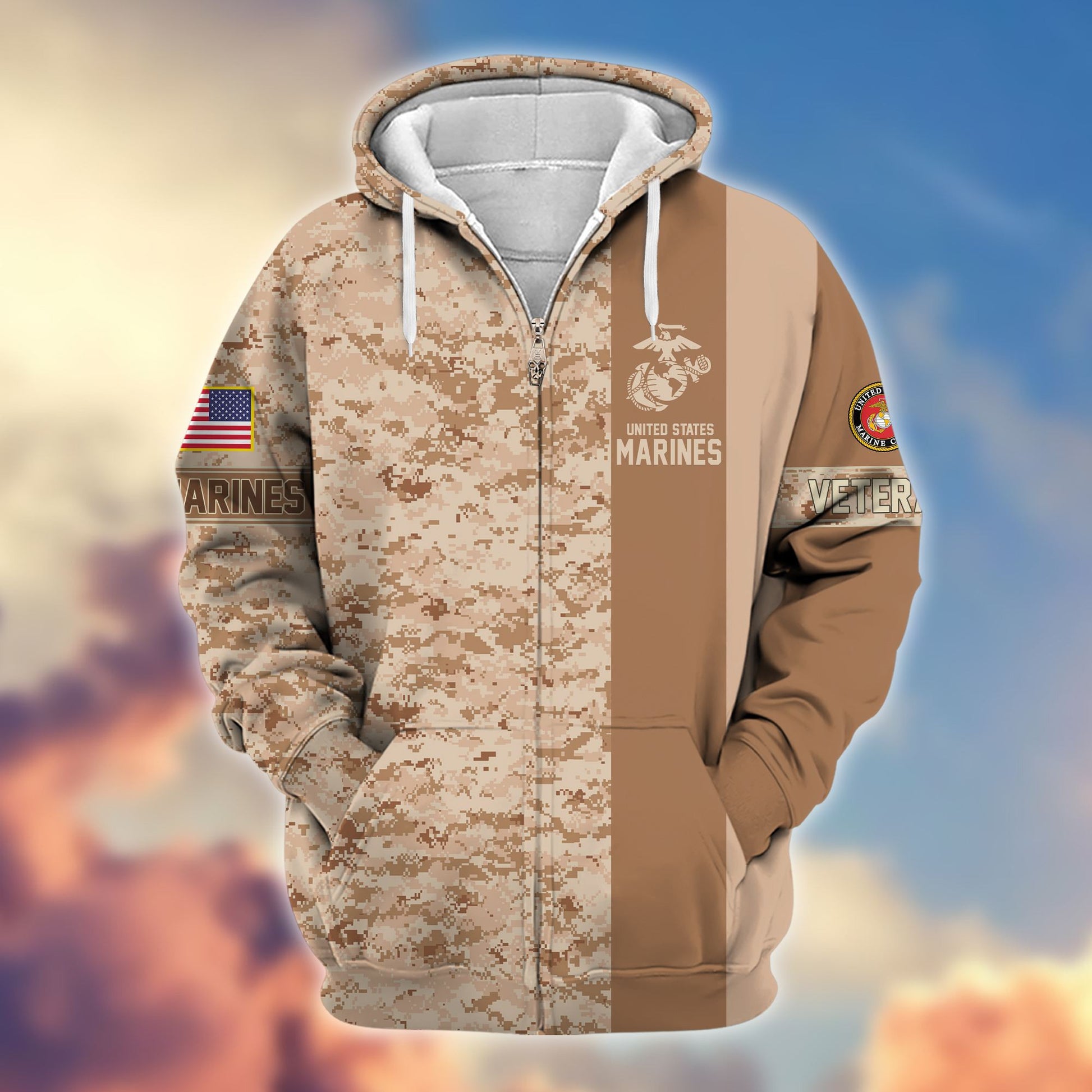 Premium USMC Veteran Zip Hoodie VPVC605303, Gifts For Marine Veteran