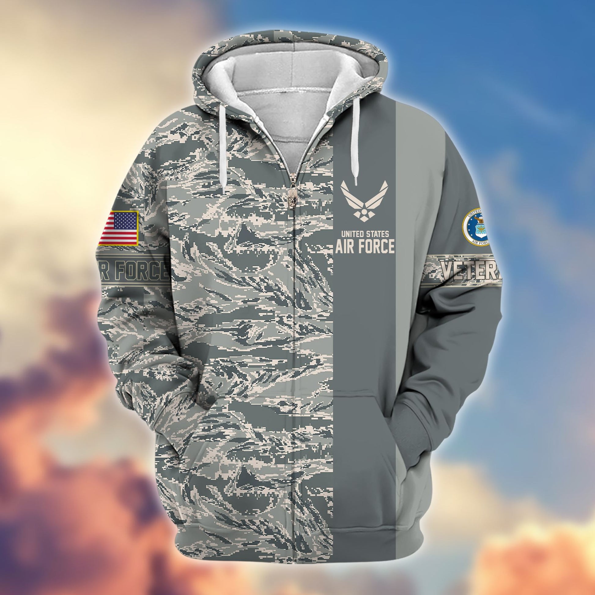 Premium USAF Veteran Zip Hoodie VPVC605304, Gifts For Air Force Veteran