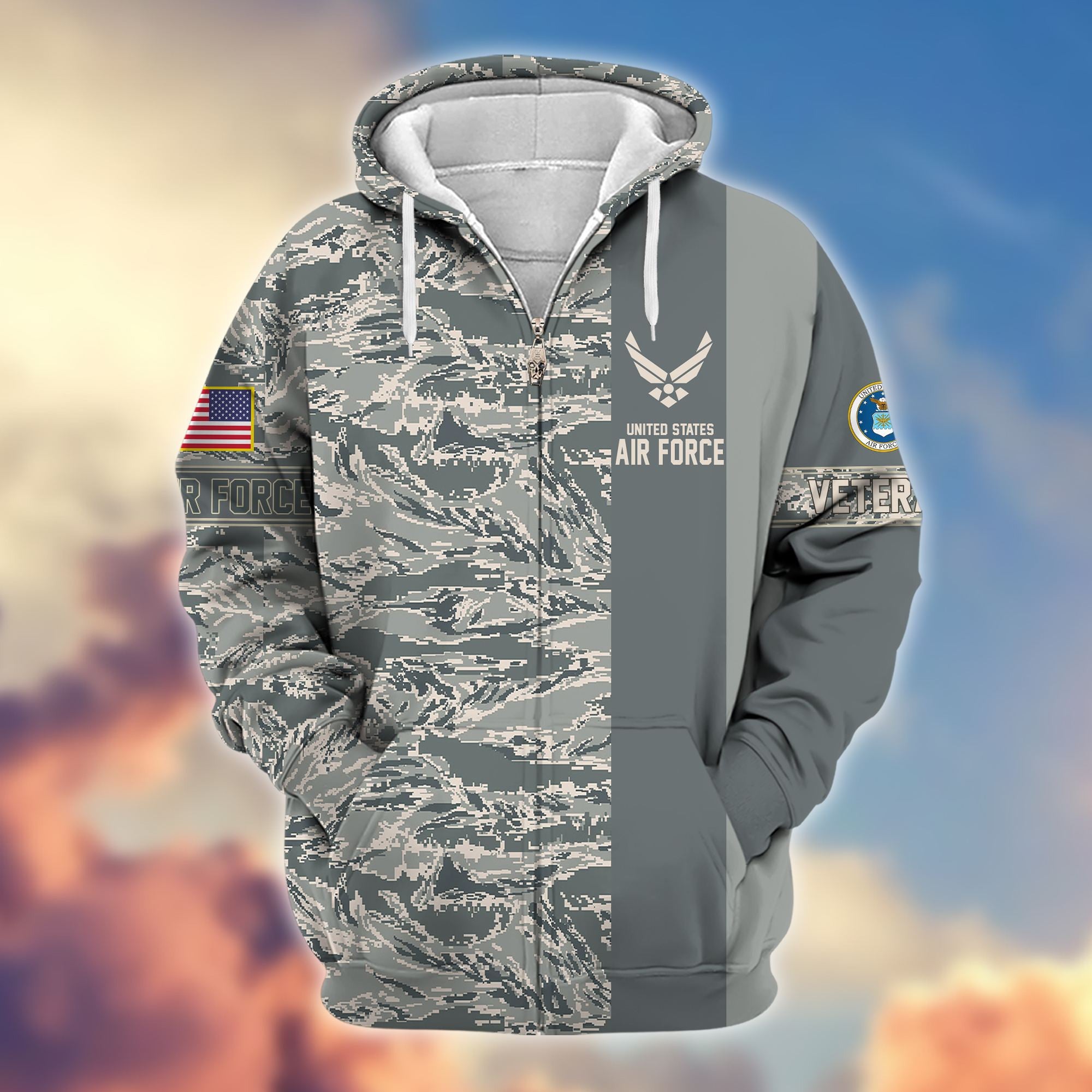 Premium USAF Veteran Zip Hoodie VPVC605304, Gifts For Air Force Veteran