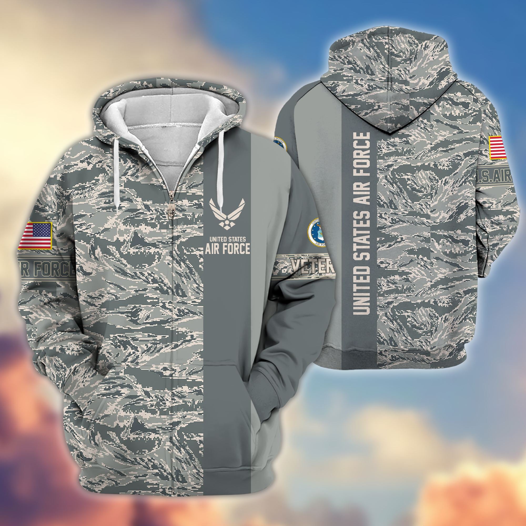 Premium USAF Veteran Zip Hoodie VPVC605304, Gifts For Air Force Veteran